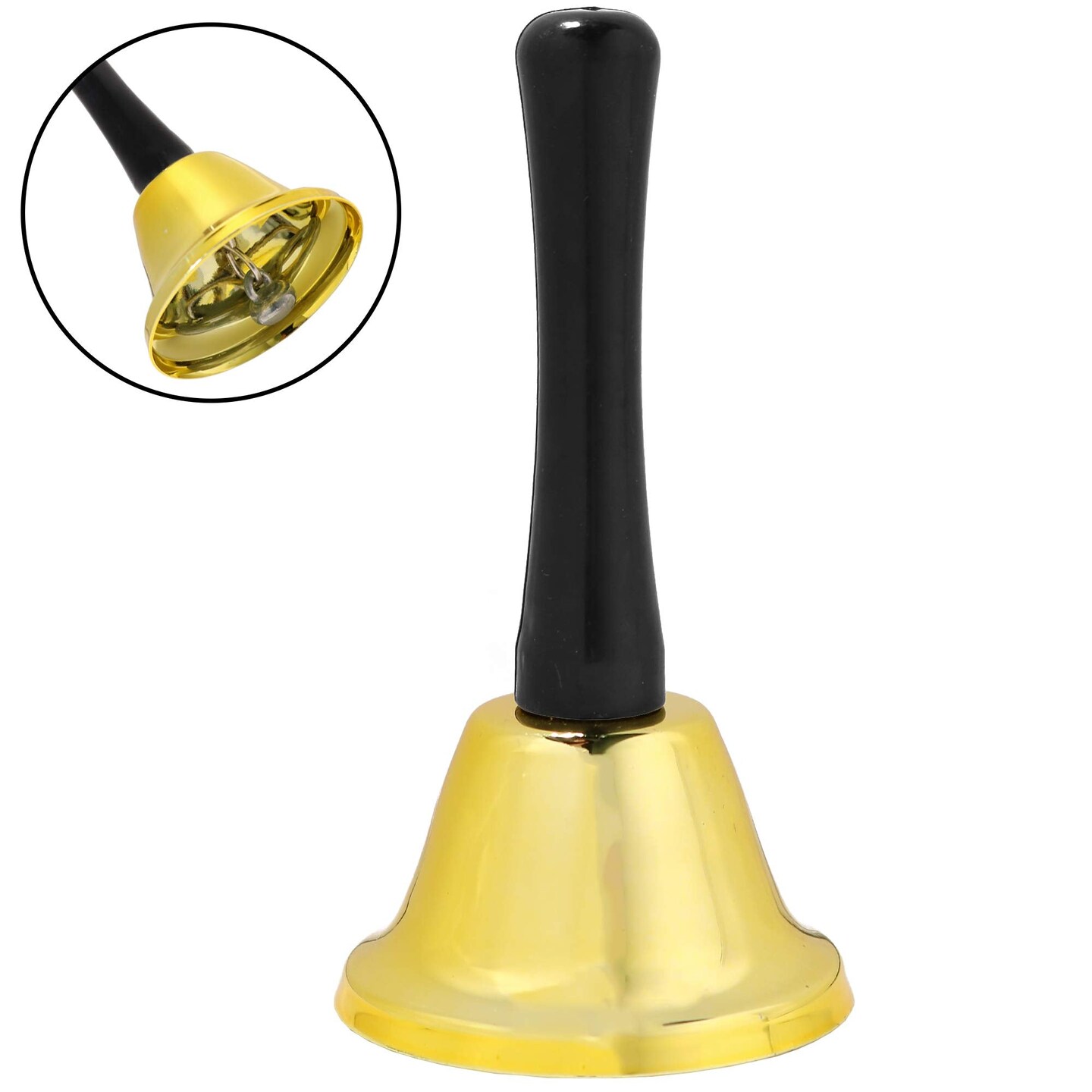 Gold Ringing Hand Bell - Loud Metal Handheld Ring Tea Bell for Calling Attention and Assistance