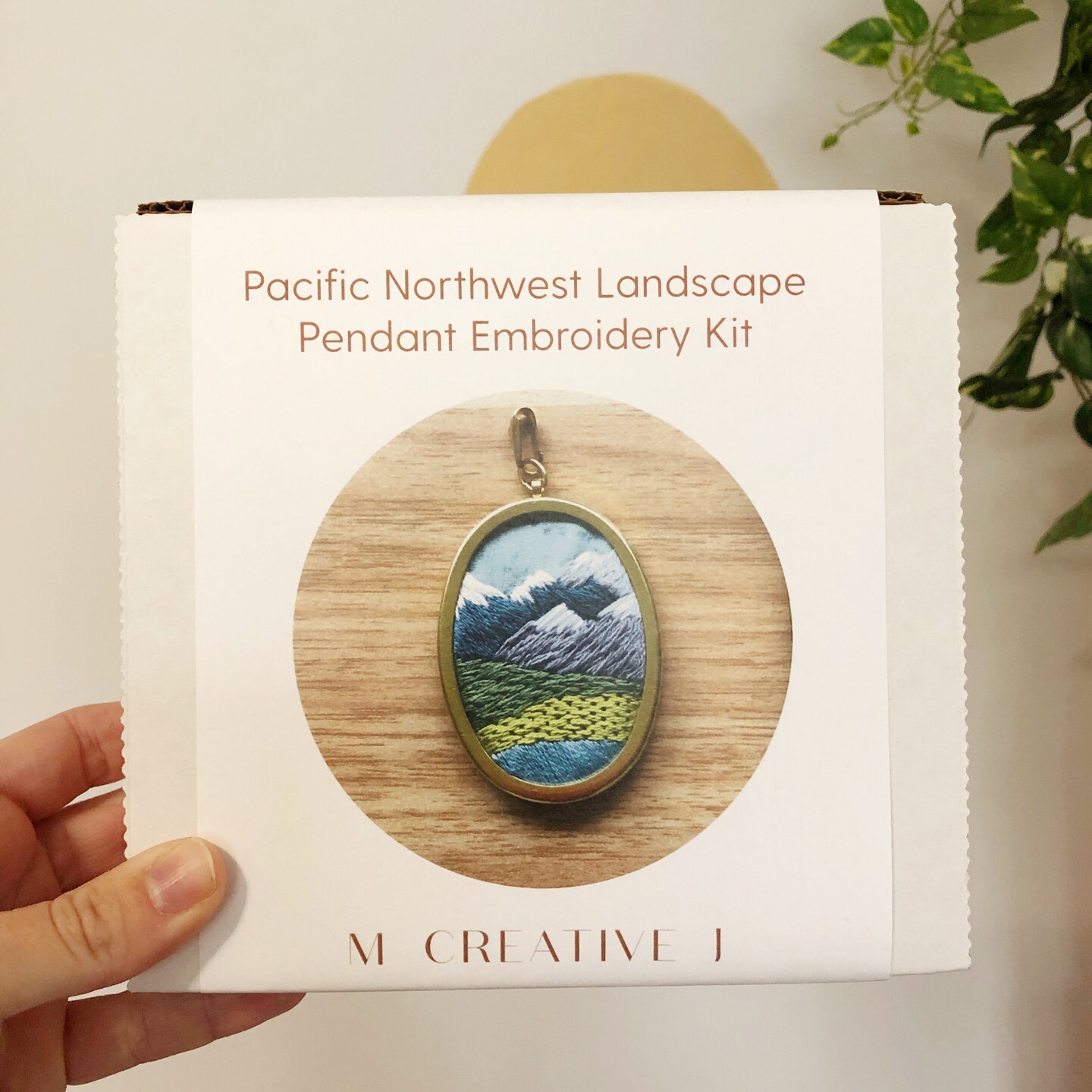 MCreativeJ Mountain Landscape Pendant- DIY Beginner Embroidery Craft Kit