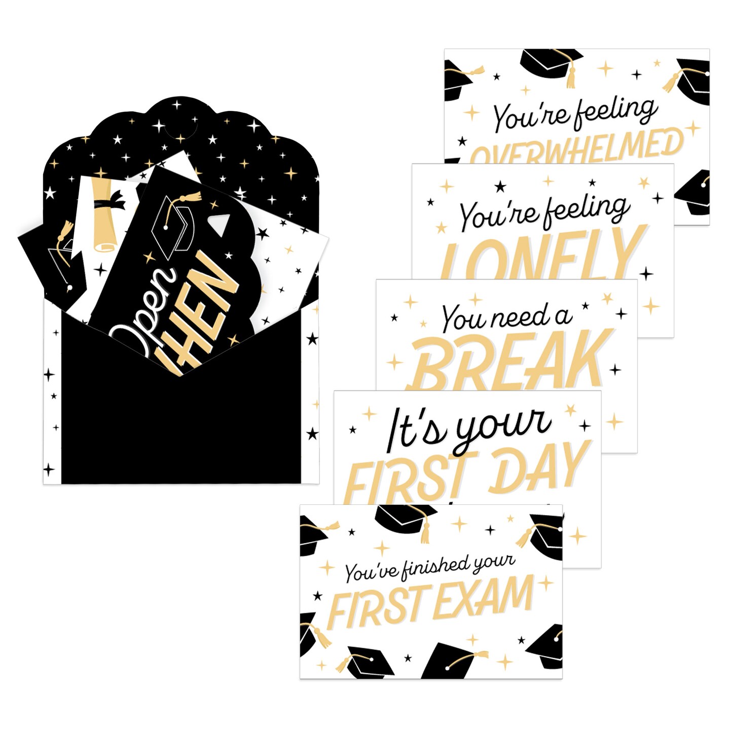 Big Dot of Happiness Goodbye High School, Hello College - Graduation Cards Gift Box Kit - Open When Letters - Set of 8