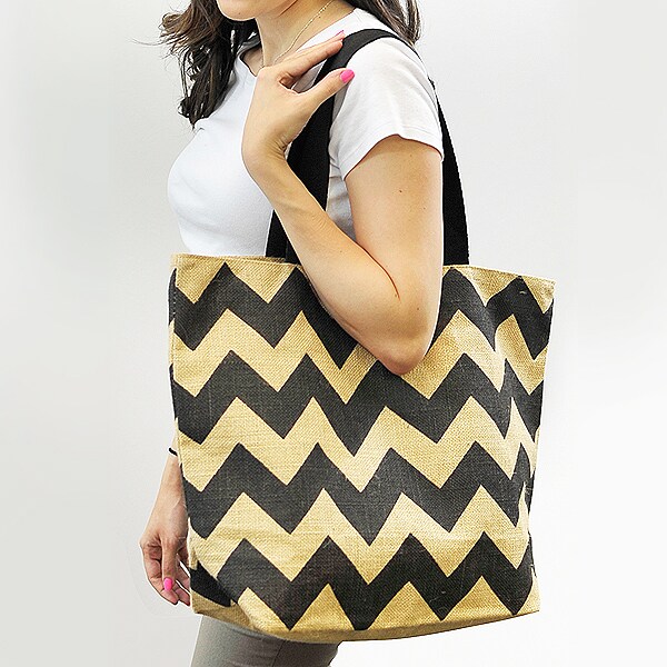 Linwood Bold Chevron Stripe Jute Tote Bag Quilting Essential