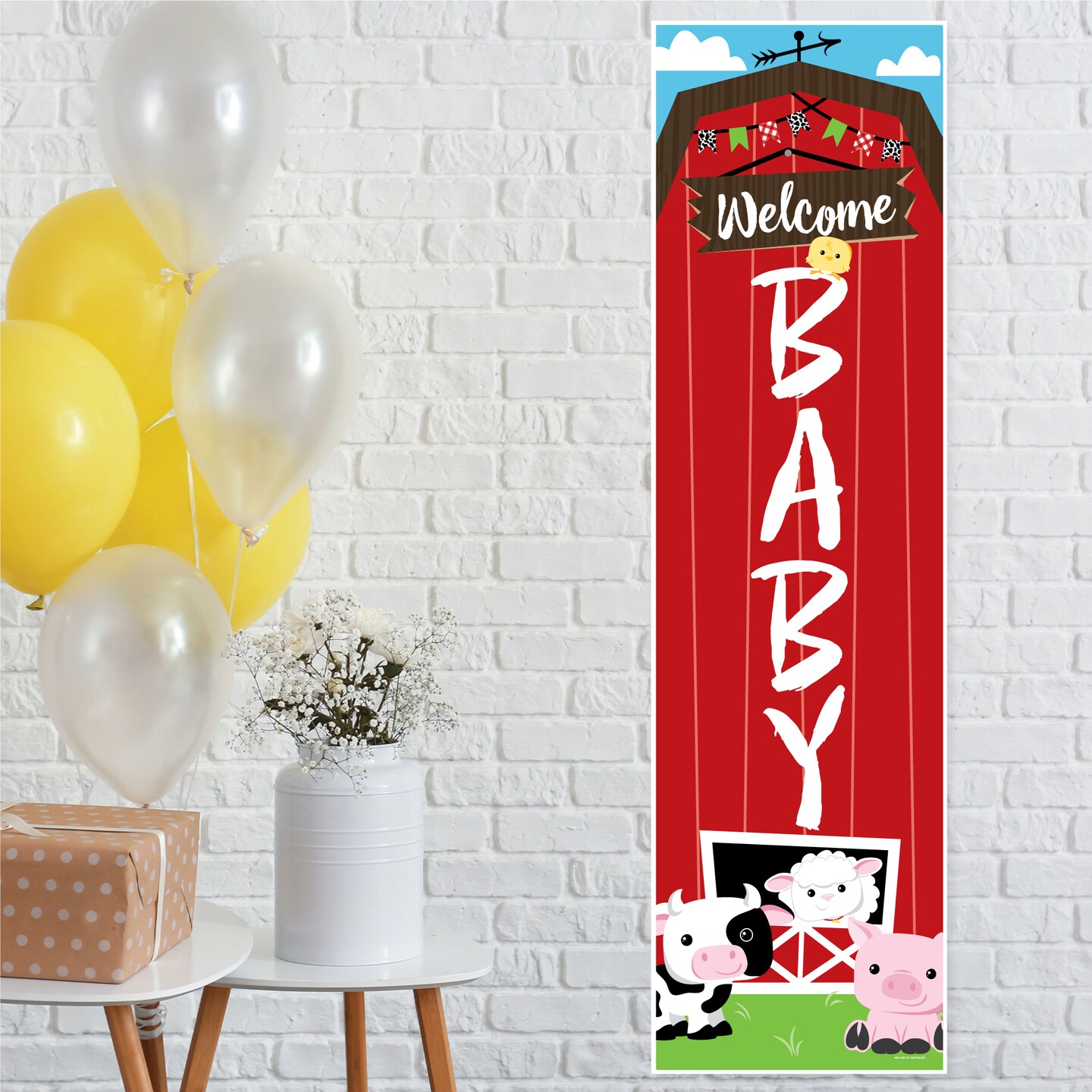 Big Dot of Happiness Farm Animals Barnyard Baby Shower Front Door