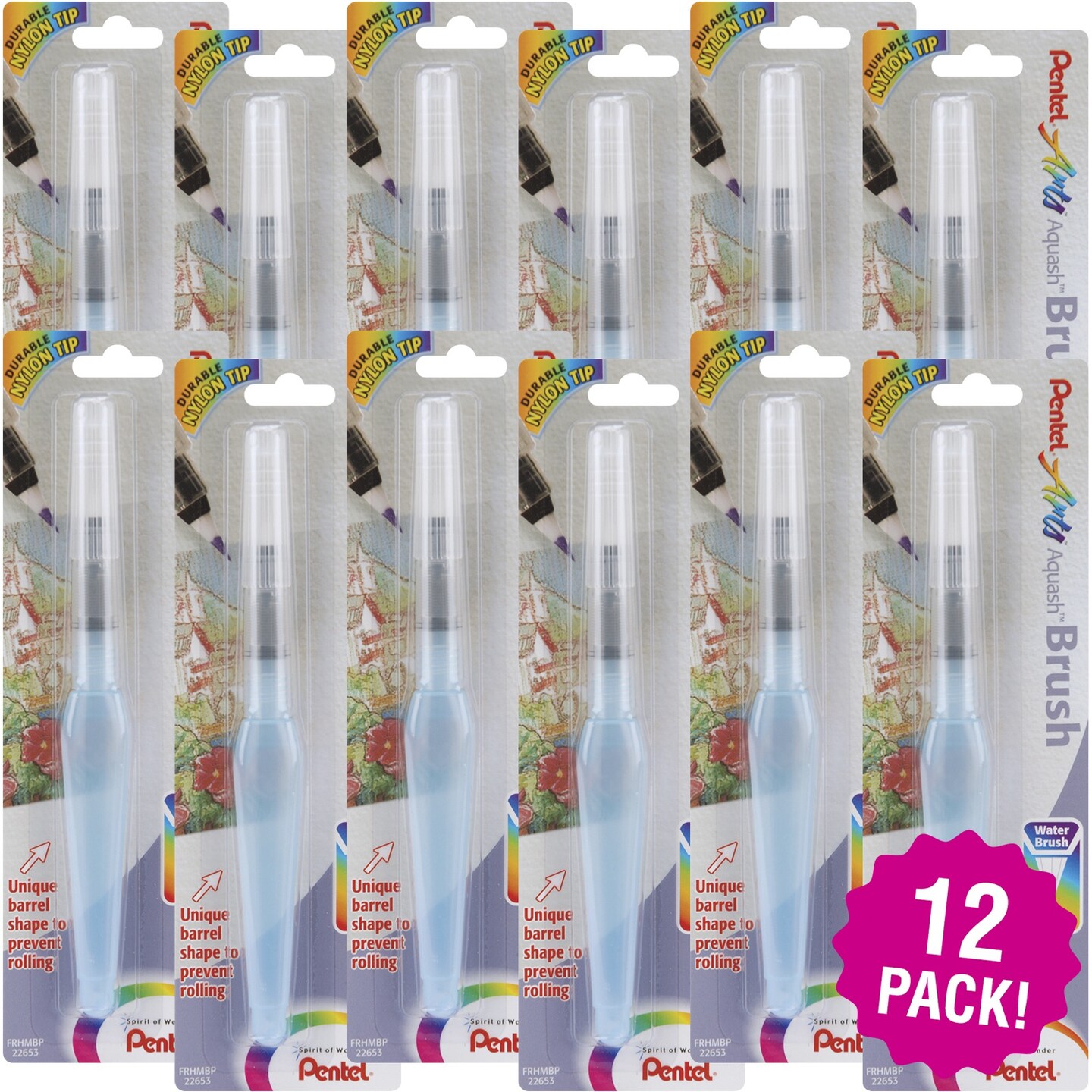 Multipack of 12 - Pentel Arts Aquash Water Brush -Fine Point Medium