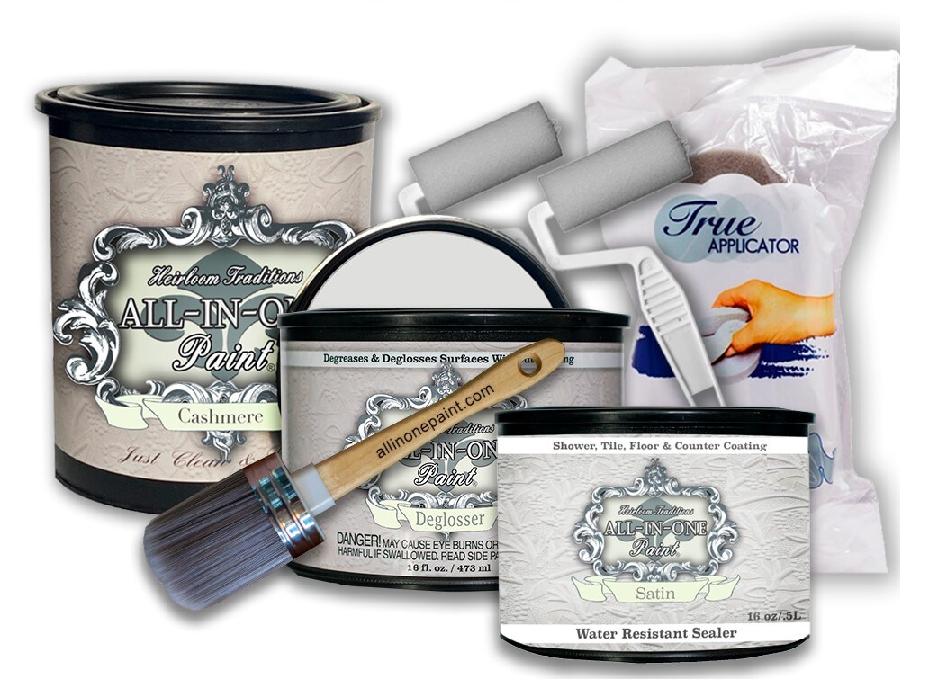 Shower and Tub Refinishing Bundle, ALL-IN-ONE Paint by Heirloom Traditions, Cashmere (True White)