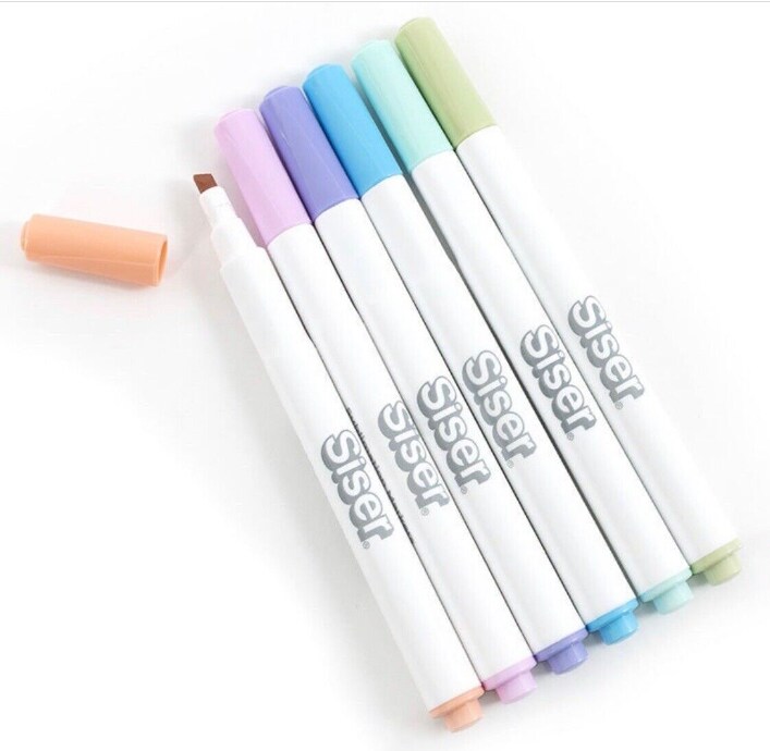 Siser Sublimation Markers -6 Iron-on Heat Transfer Markers for T-Shirts -Pastel Pack (6)