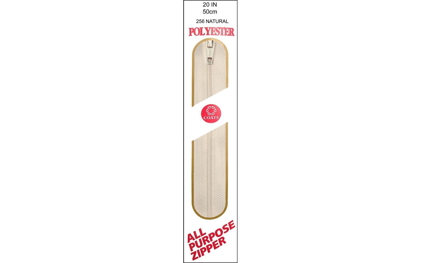 C&#x26;C Poly All Purpose Zipper 20&#x22; Natural