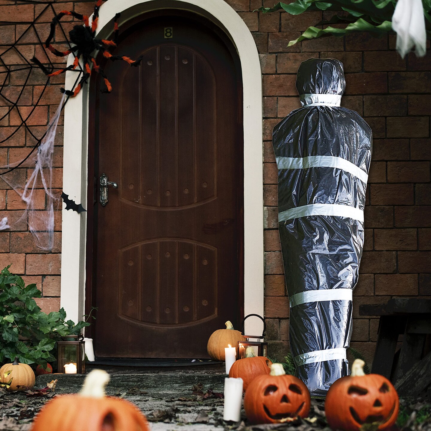 Skeleteen Dead Body Bag Decoration – Inflatable Dummy Crime Scene Fake Corpse Figure in Garbage Bag with Duct Tape Scary Outdoor Party Prop Haunted Decorations - Pump Included