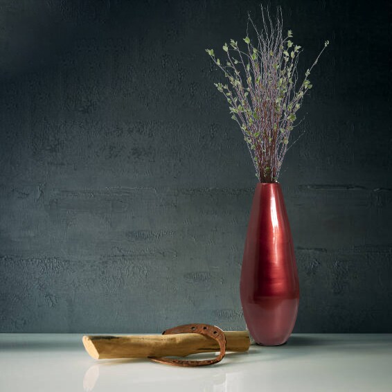 31.5&#x22; Spun Bamboo Tall Floor Vase - Sleek Metallic Finish, Elegant Home Decoration, Modern Accent Piece, Living Room Decor, Handcrafted Bamboo Art, Contemporary Interior Design, Unique Tall Vase