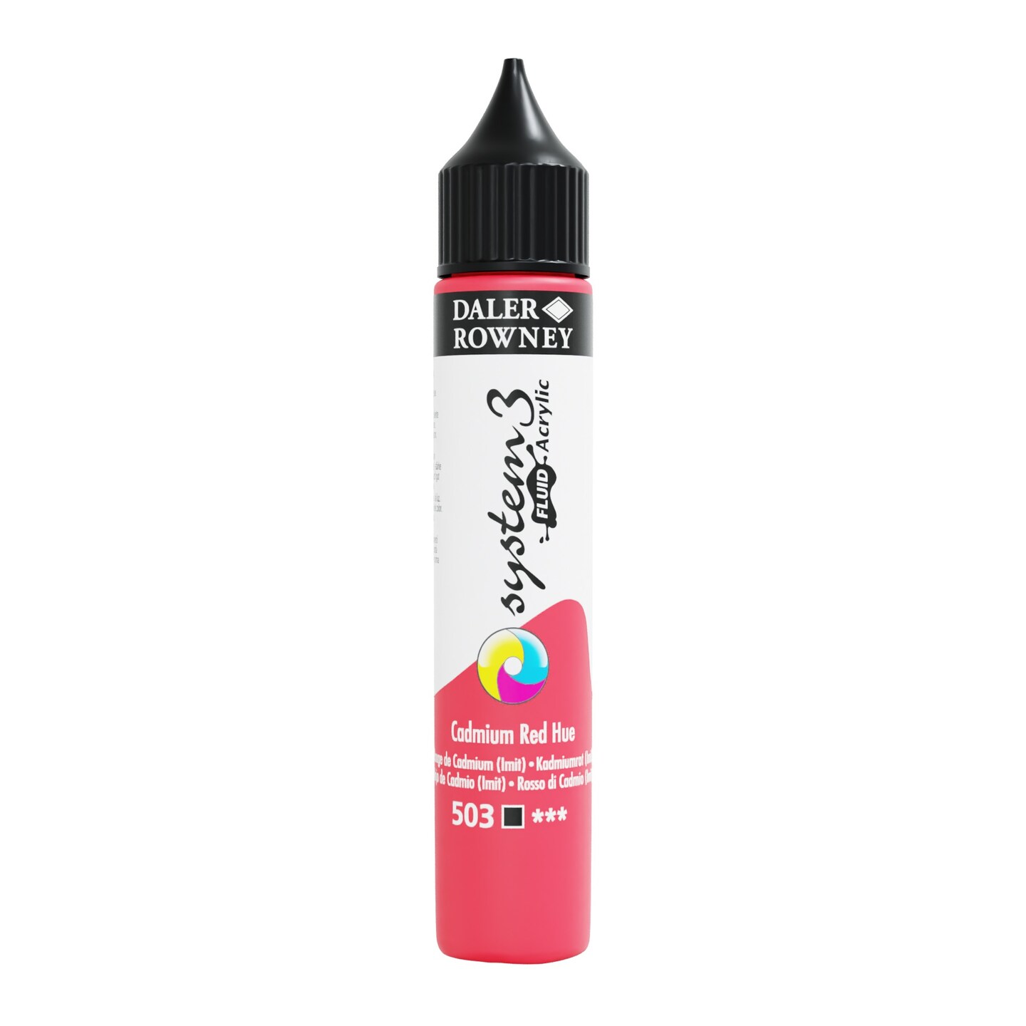 Daler-Rowney System 3 Fluid Acrylic, 29.5ml, Cadmium Red Hue