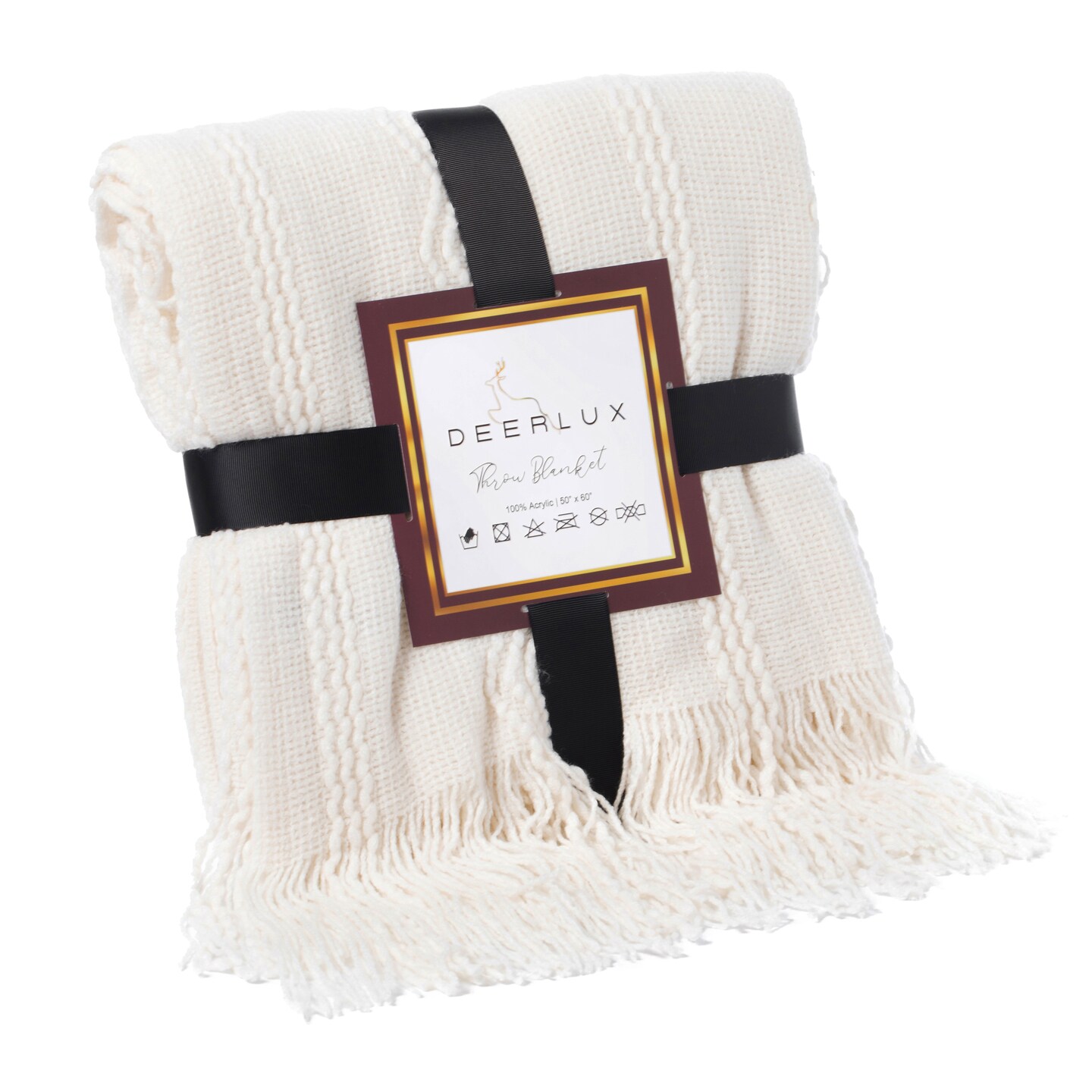 Decorative Throw Blanket - 50x60in Soft Knit with Delightful Fringe Edges for a Sophisticated and Cozy Touch to Your Living Space Lightweight, Breathable, Easy Care, Versatile, All-Season, Ideal for Lounging, Gifting