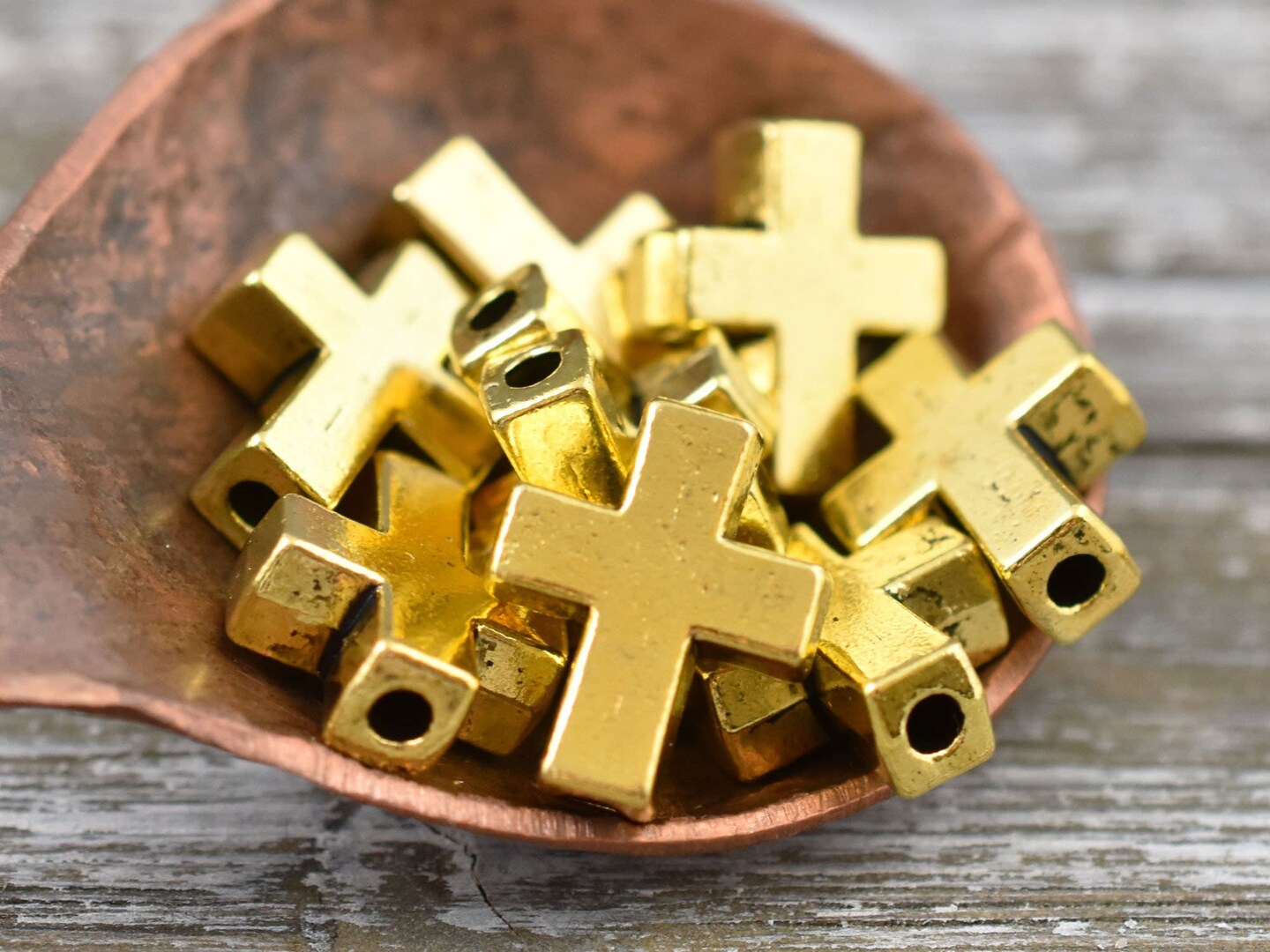 *10* 15x12mm Antique Gold Cross Beads Michaels