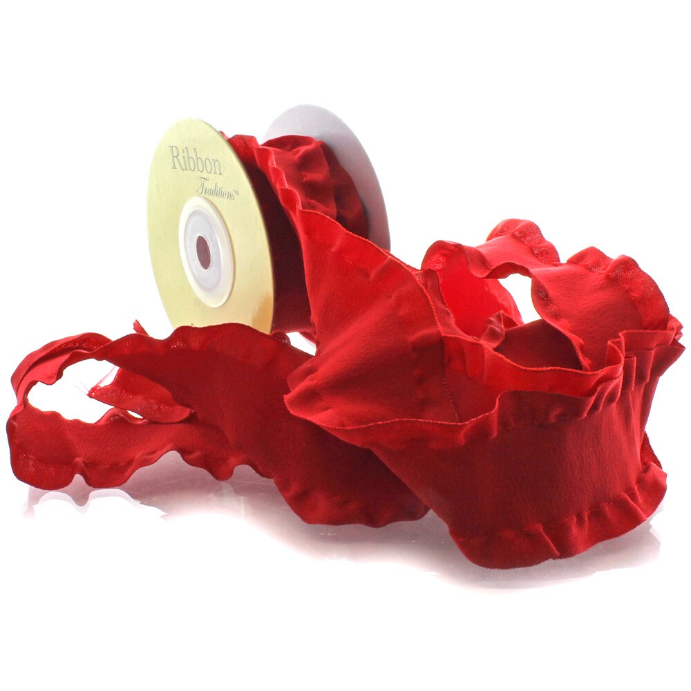 1.5" Satin Double Ruffle Edge Ribbon