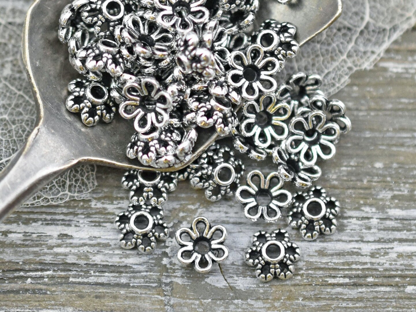 6mm Antique Silver Floral Bead Caps - 300pcs