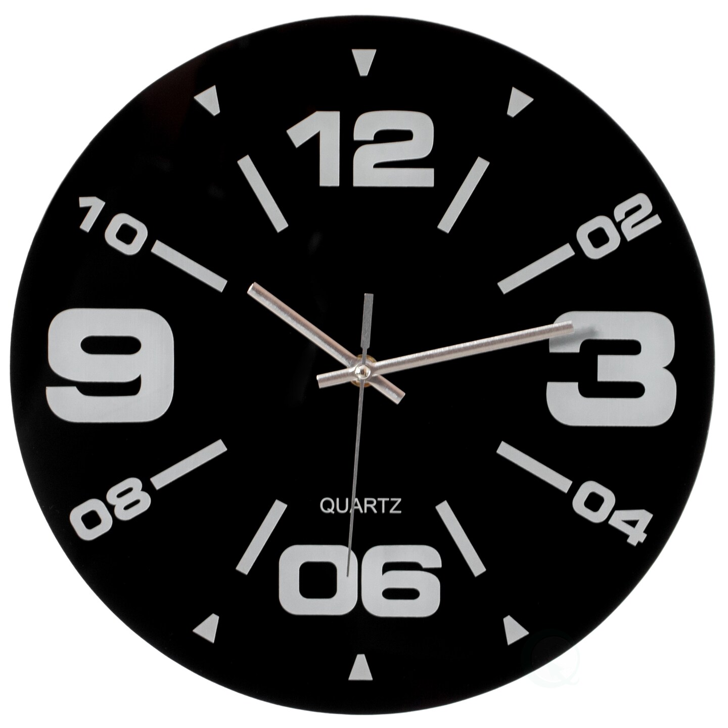 Black Decorative Unique Modern Round Glass Wall Clock, for Living Room, Kitchen, Dining or Bedroom