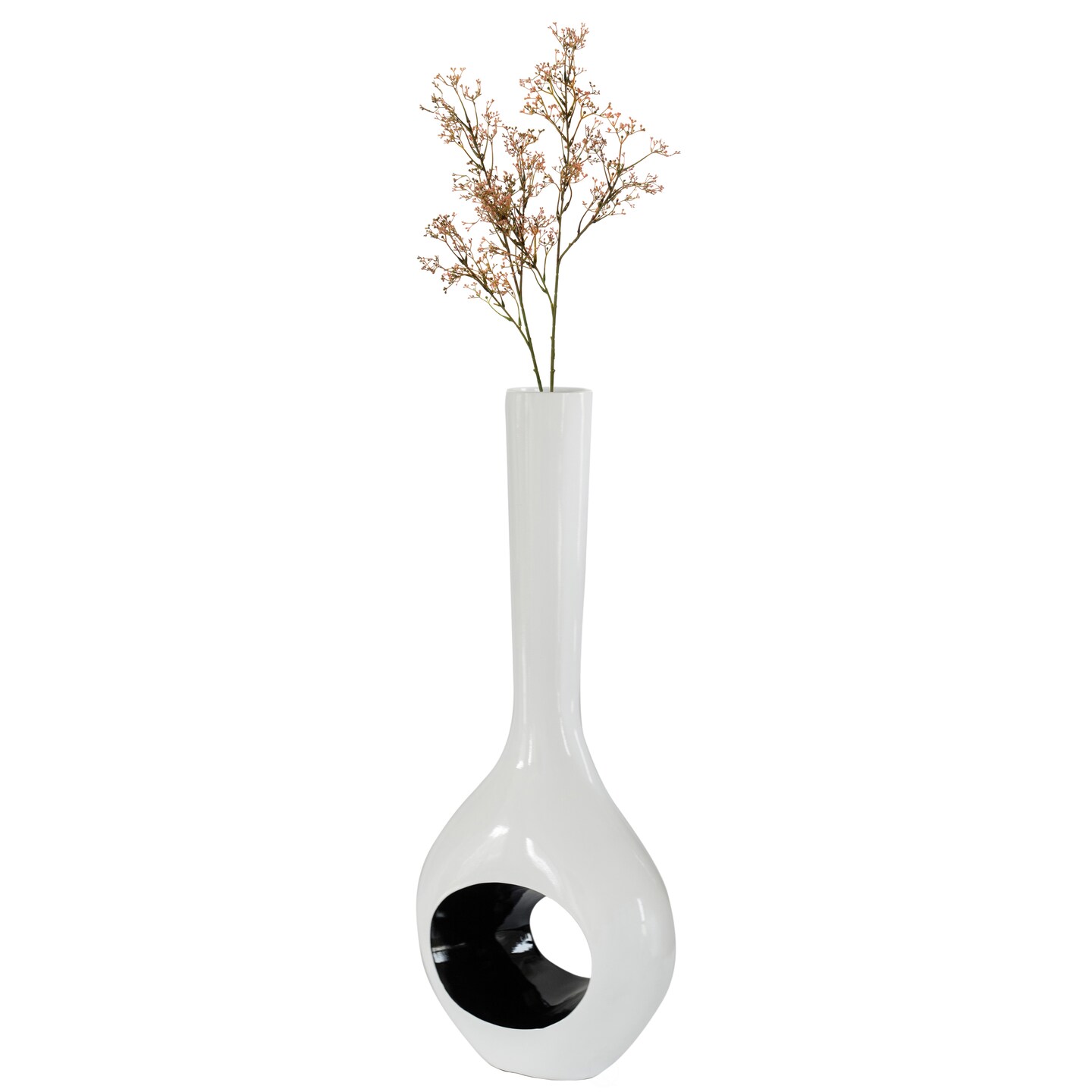Tall Floor Vase, White Vase with Hole Inside Black 45 Inch Vase, Tall Vase for Home Décor, Interior Decoration, Modern Floor Vase, Tall Vases for Floor
