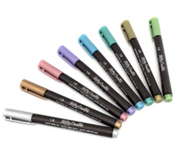 PEN - American Crafts - KC - SMALL BRUSH PENS - METALLIC JEWEL (8 PIECE) 349301