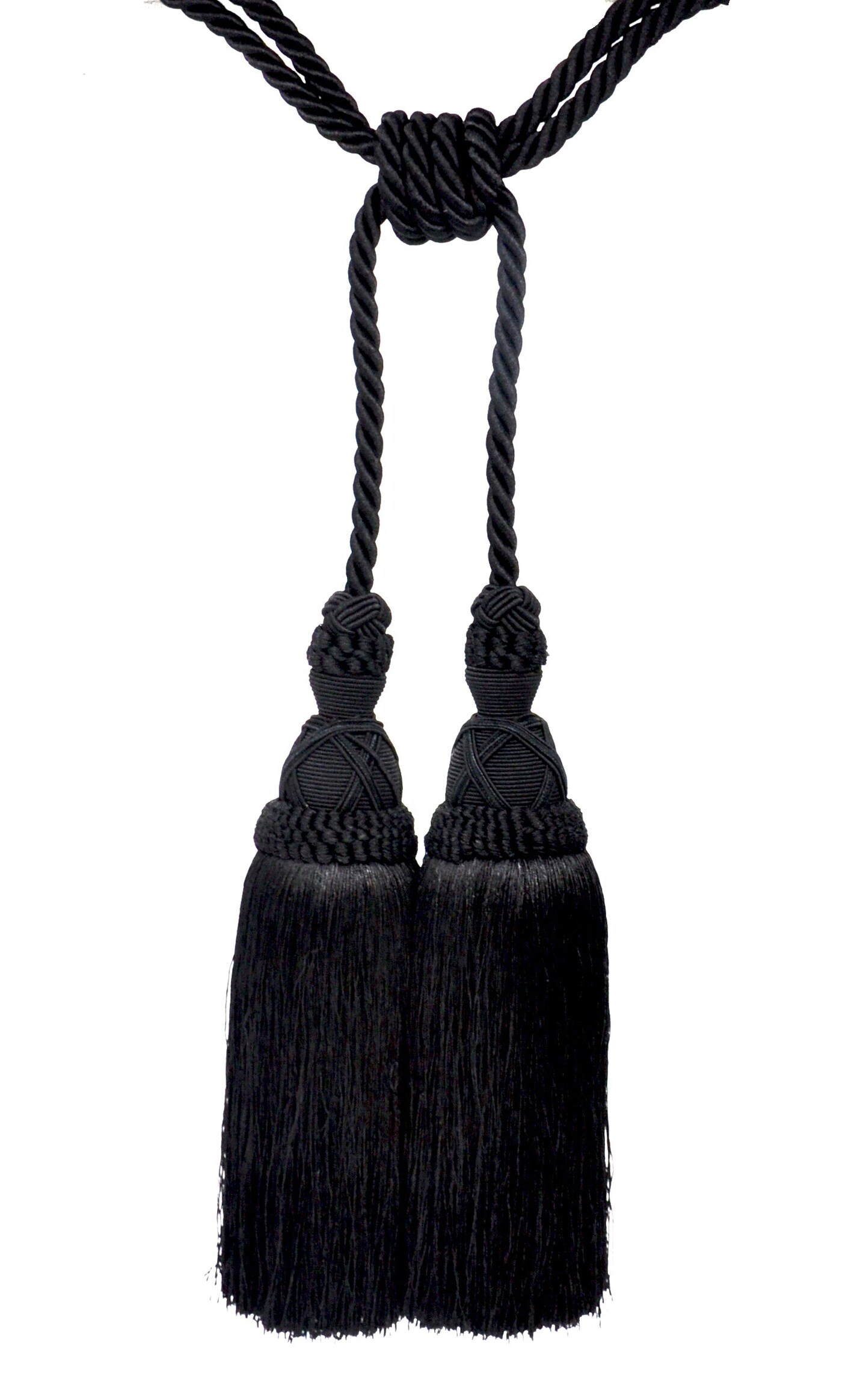 Belagio Tieback Tassel, 2 Tassels- 10” Long with 15” Cord , Milante Collection, Black