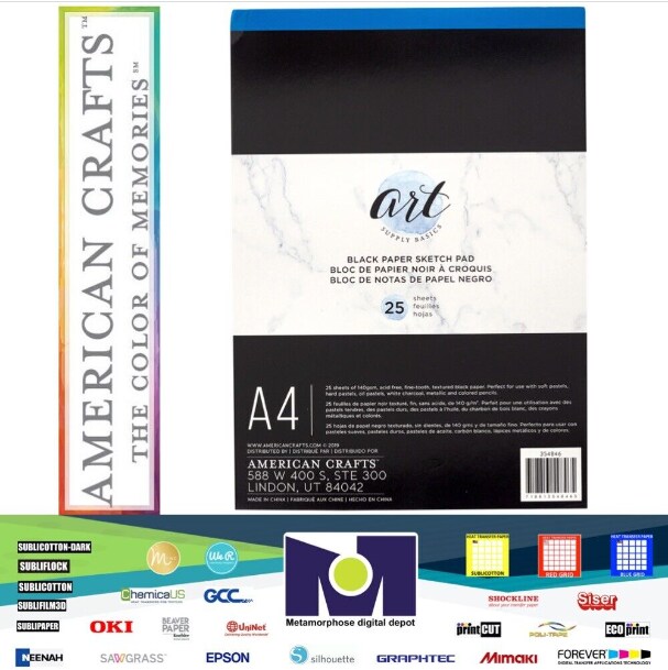 PAPER PAD - AC - ART SUPPLY BASICS - A4 - SKETCH PAD BLACK PAPER - 25 SHEETS 354846