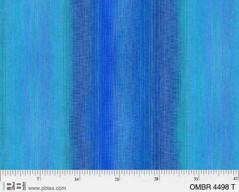 Ombre Blue 108&#x27; Quilt Back Cotton Fabric by P &#x26; B Textiles
