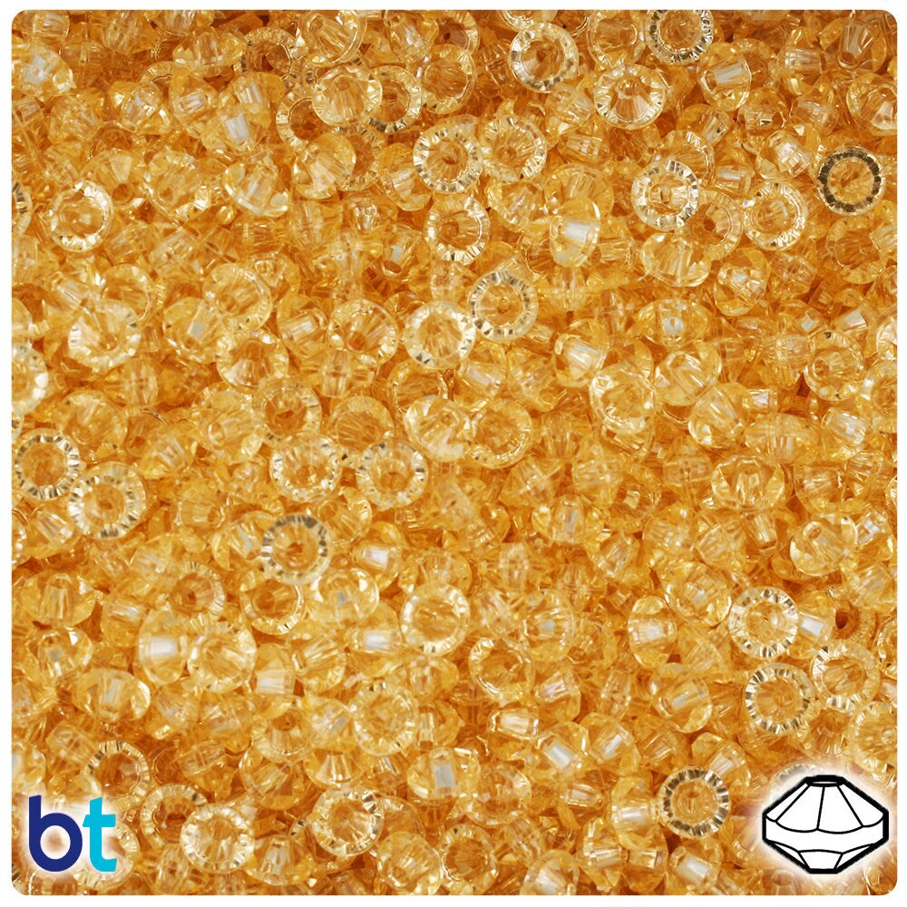 BeadTin Dark Champagne Transparent 6mm Faceted Rondelle Plastic Craft Beads (1350pcs)