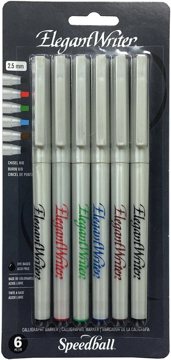 Speedball Elegant Writer Calligraphy Assorted Markers 6/Pkg-Medium