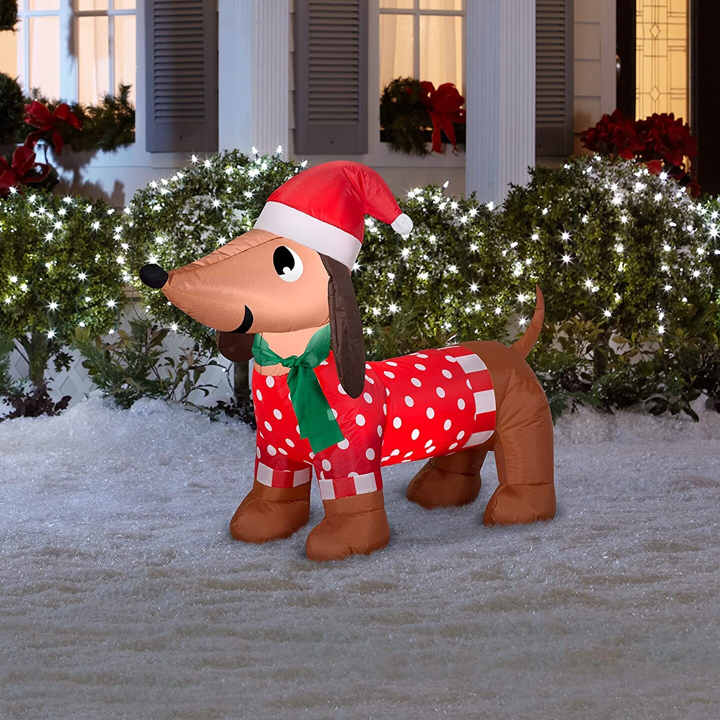 4&#x27; Gemmy Airblown Inflatable Christmas Dachshund w/ Winter Outfit 117171