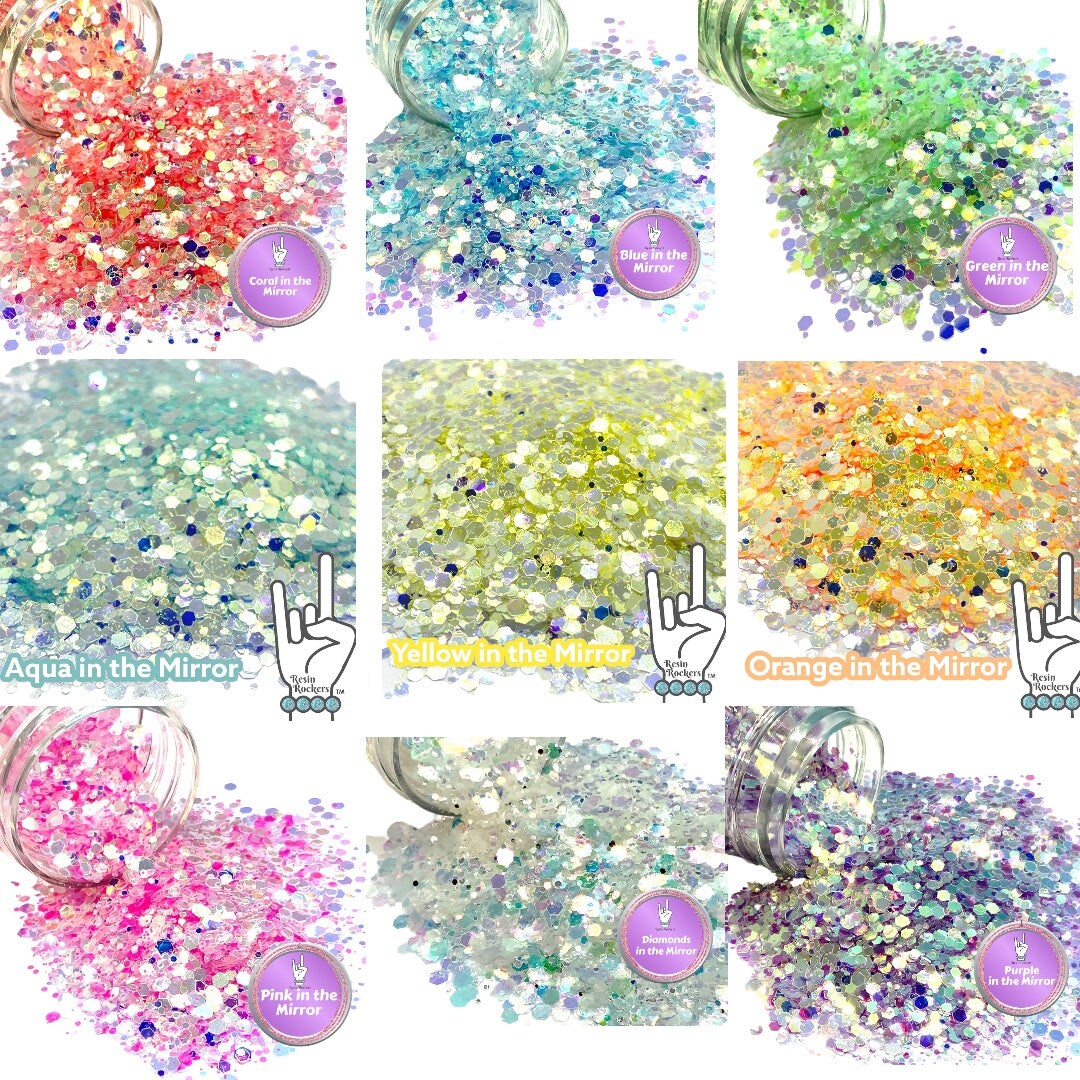 Resin Rockers In the Mirror Premium Pixie for Poxy Chunky Glitter Mix Bundle