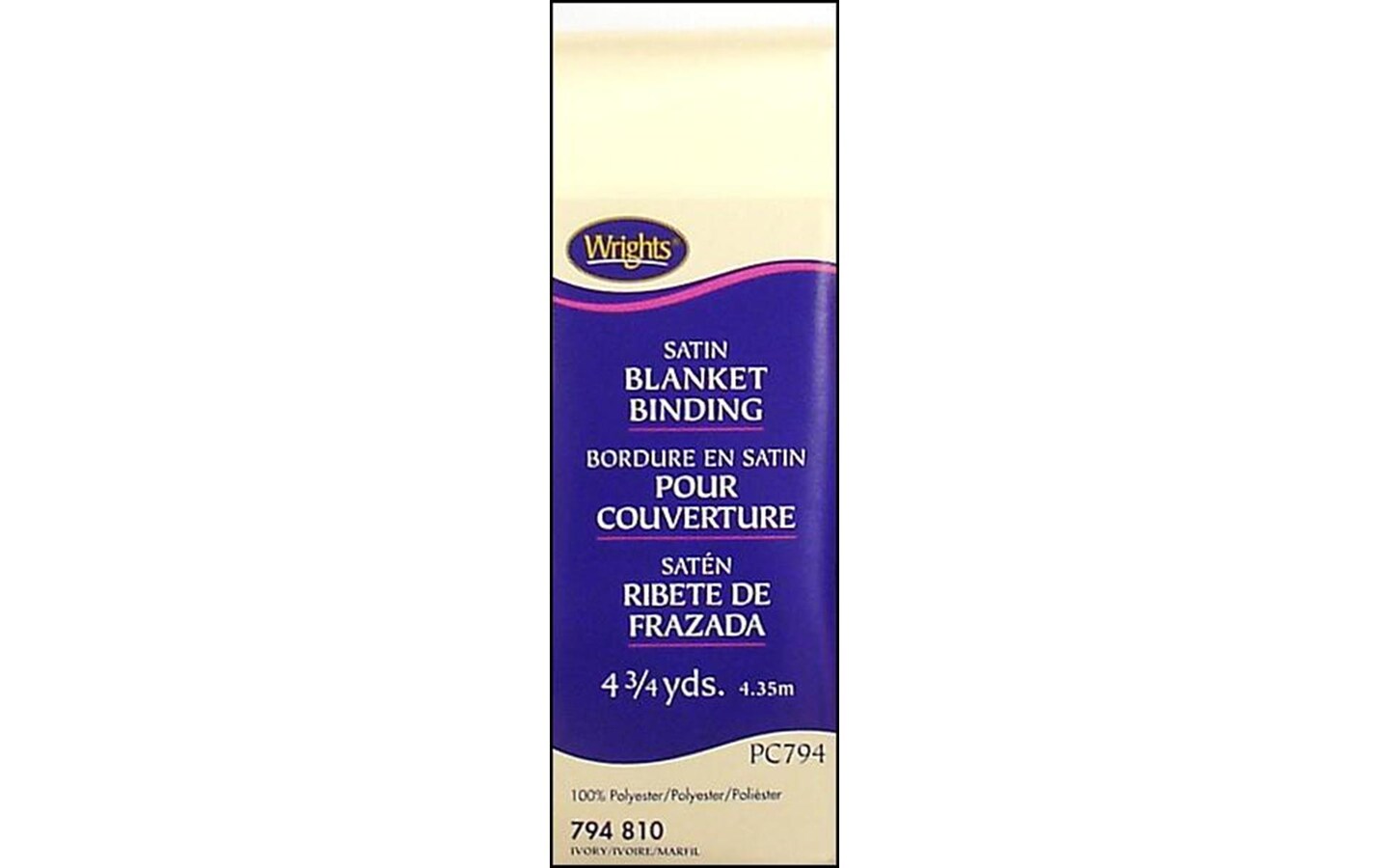 Wrights Satin Blanket Binding 4.75yd Ivory