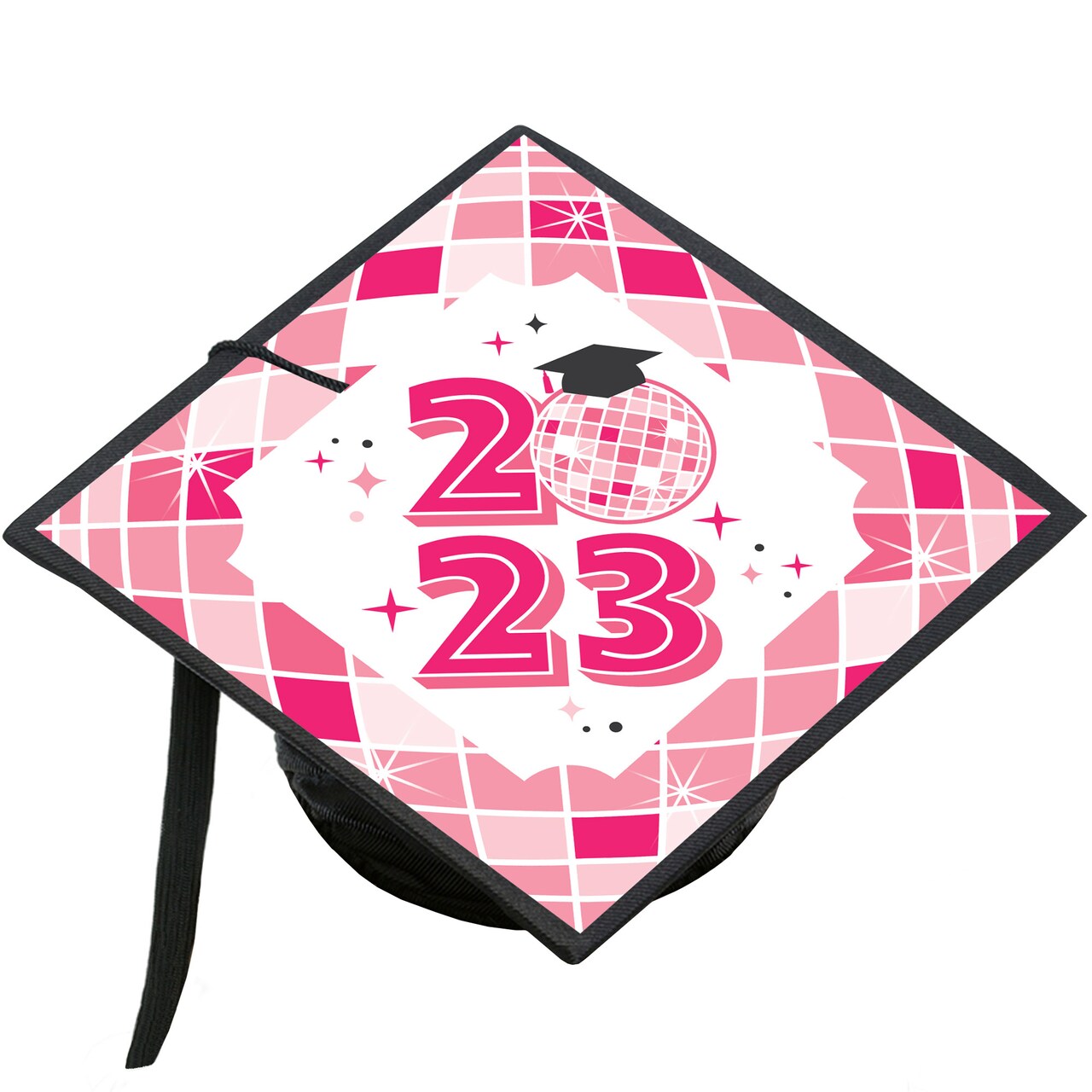 Big Dot of Happiness Pink Disco Ball - 2024 Graduation Cap Decorations ...