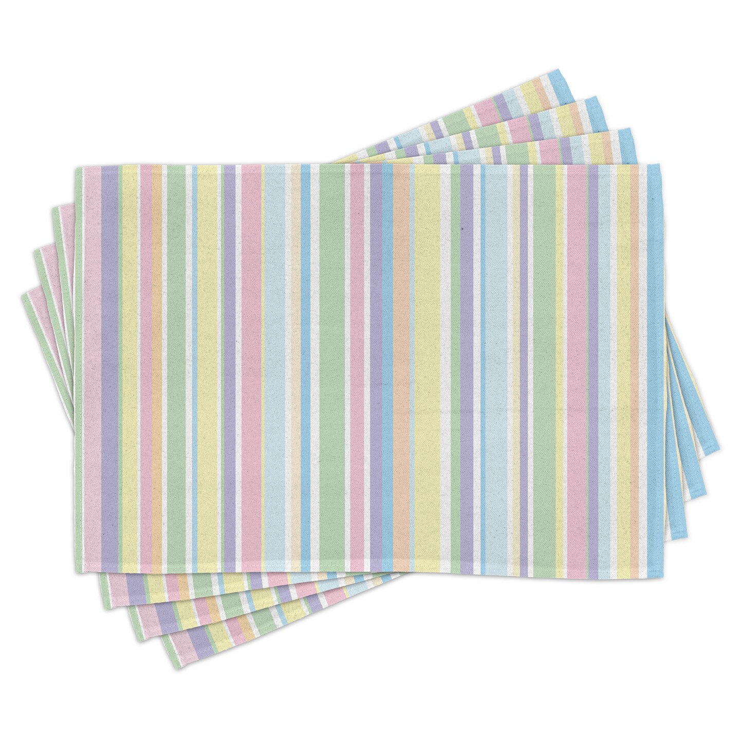 Ambesonne Pastel Place Mats Set of 4, Vertically Striped Pattern Different Colored Straight Lines Classical Old Fashioned, Washable Fabric Placemats for Dining Table, Standard Size, Multicolor