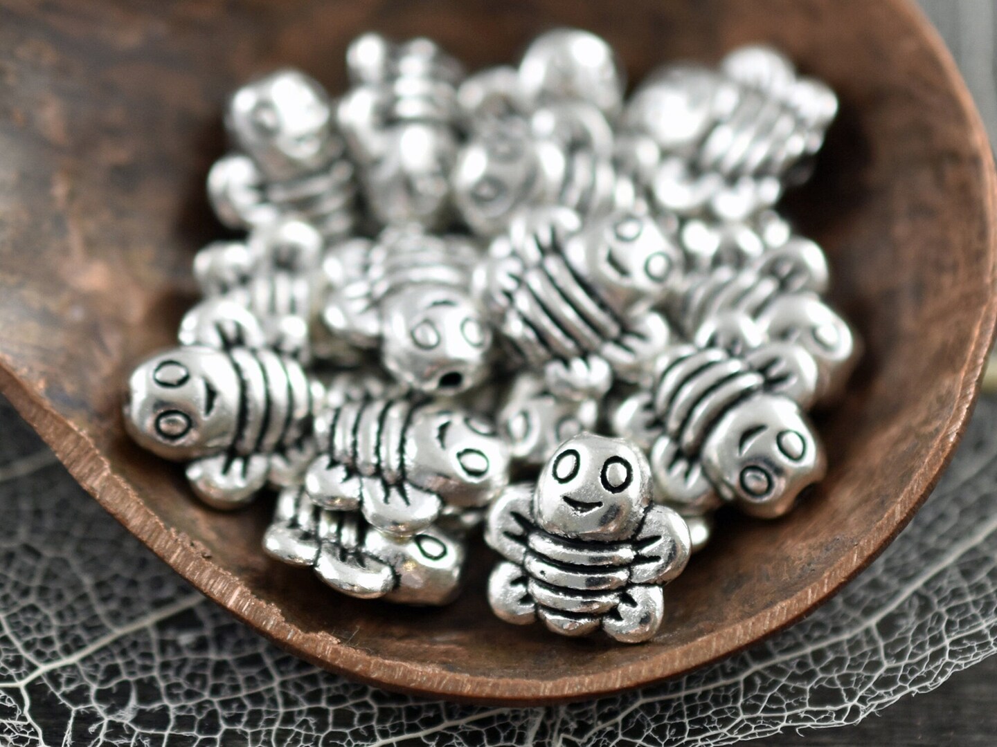 50 9mm Antique Silver Bee Beads Michaels