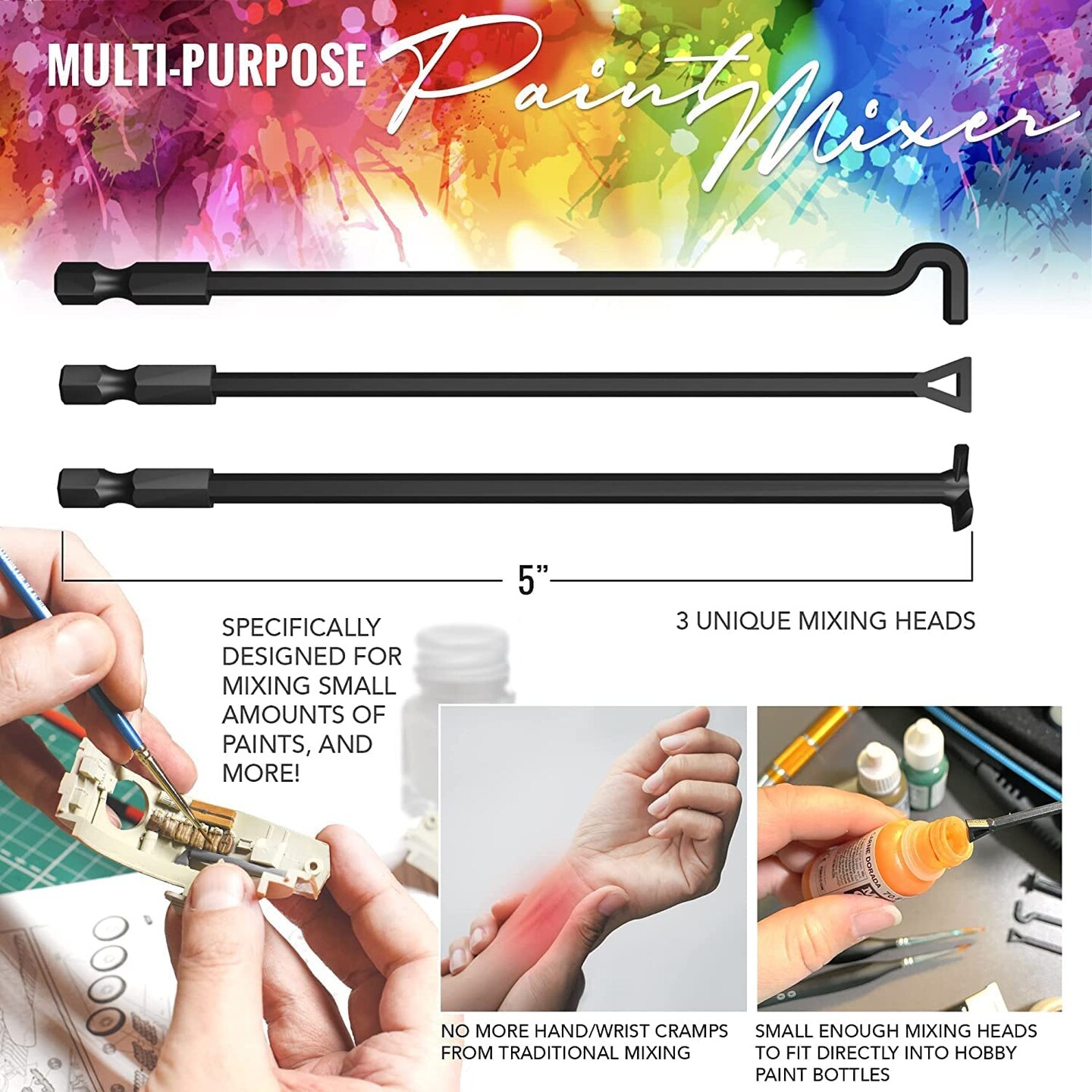 Pixiss Premium Resin Mixer, Handheld Rechargeable Epoxy Mixer 6 Paddles Included