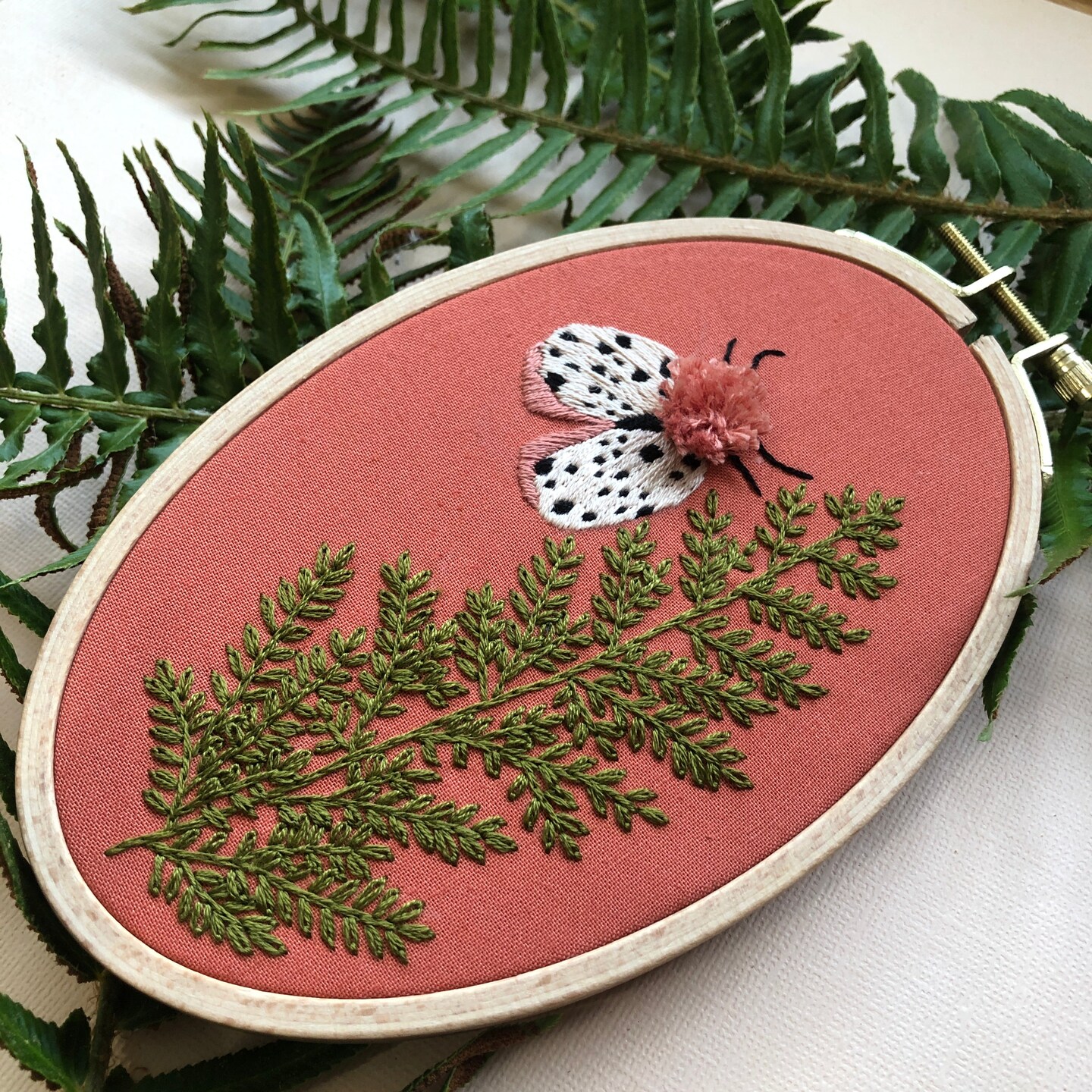 MCreativeJ Moth and Fern - Intermediate 3D Hand Embroidery DIY Craft Kit