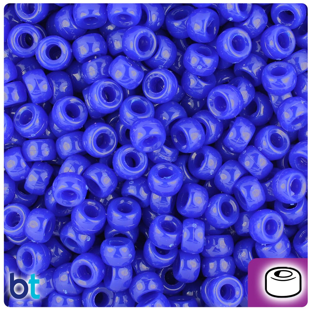 Mini Pony Beads, 6.5x4mm, Opaque Royal Blue (Approx. 1000 Pieces)