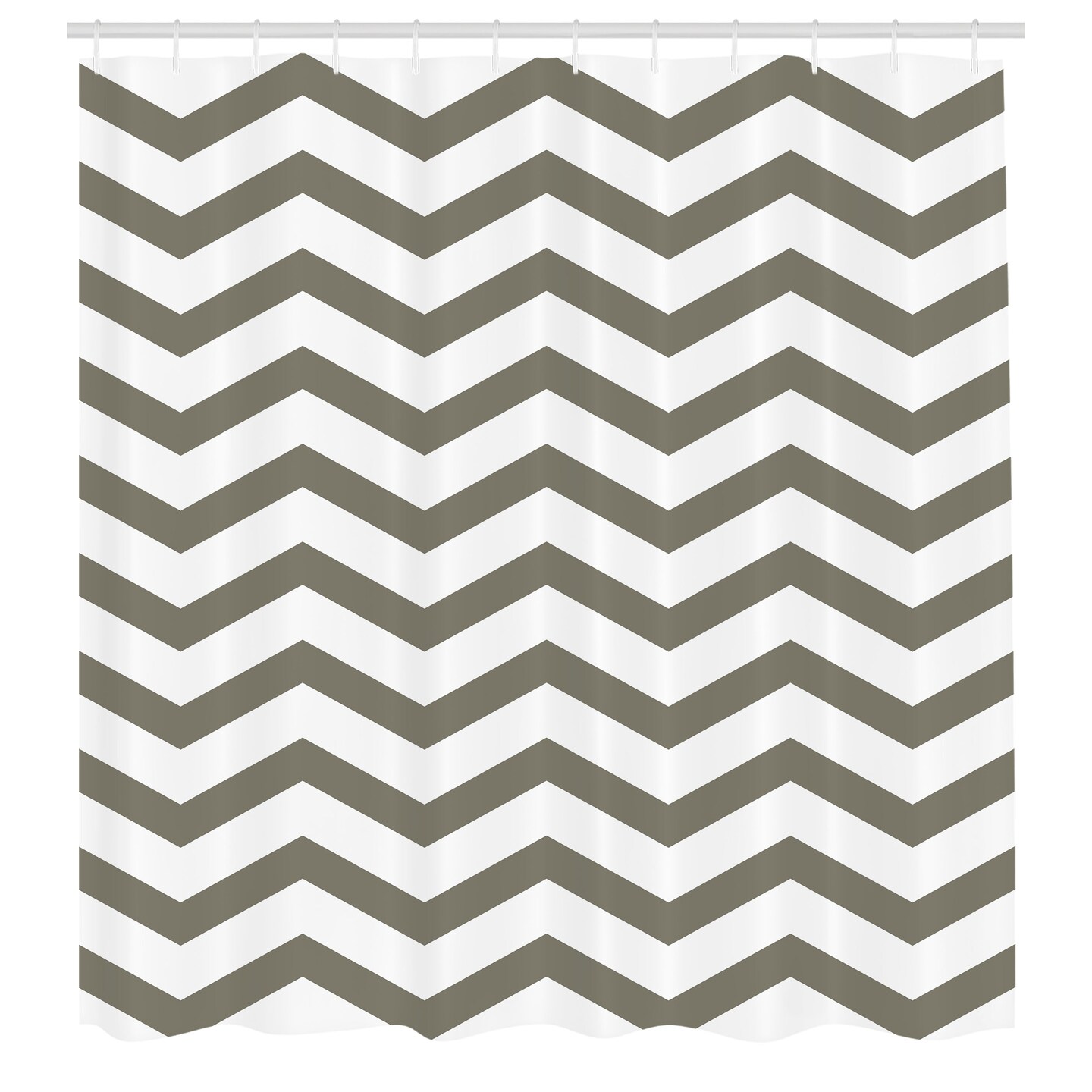 Ambesonne Striped Shower Curtain, Modern Summer Season Pattern Zigzag Tile Design Wavy Curved Horizontal Motif, Cloth Fabric Bathroom Decor Set with Hooks, 69" W x 75" L, Sage Green