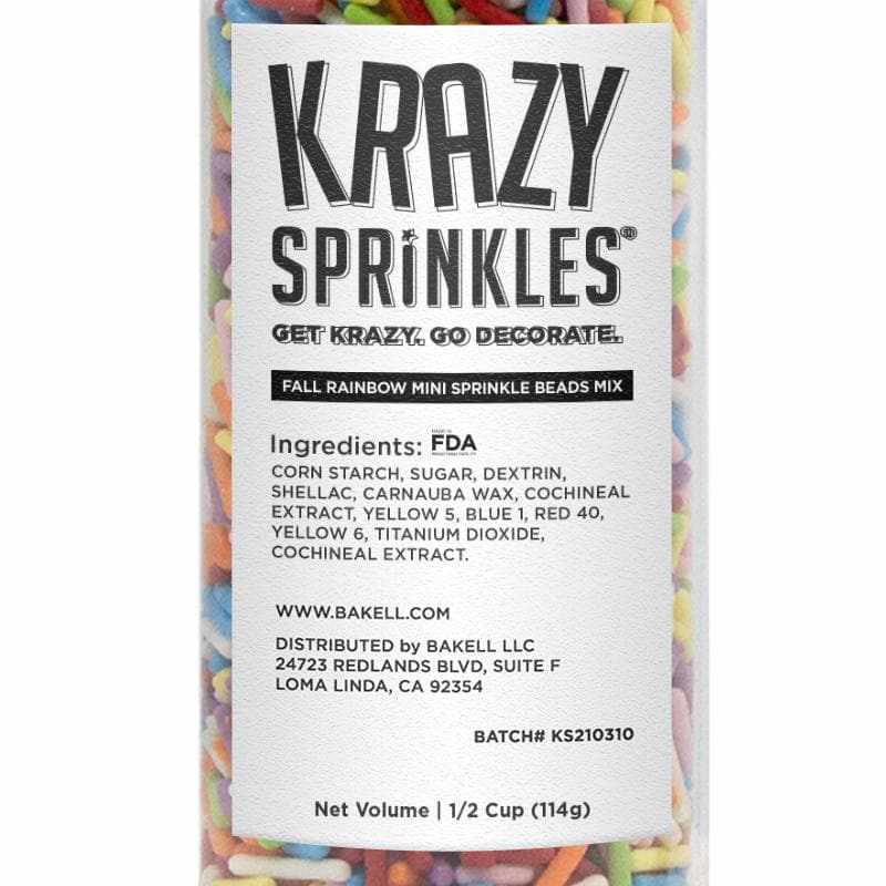 Krazy Sprinkles - Classic Rainbow Jimmies Mix (1/2 Cup, 1x Jar) for Cakes, Ice Cream & Cookies