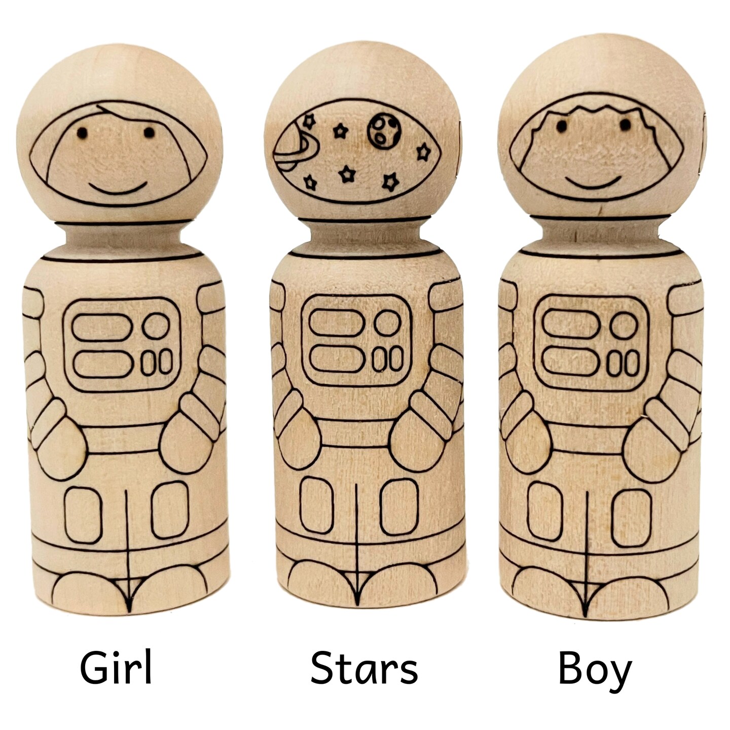 Astronaut and Spaceship Peg Doll Set by Pegsies&#x2122;