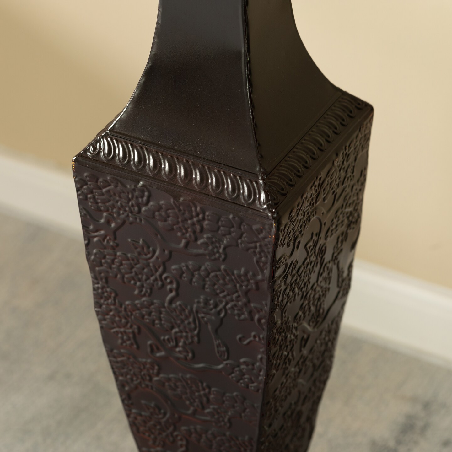 26 Dark Brown Accent Metal Floor Vase Centerpiece Home Decor for Dried Flower Branches and Artificial Floral Arrangements | Ideal Home and Living Room Decoration