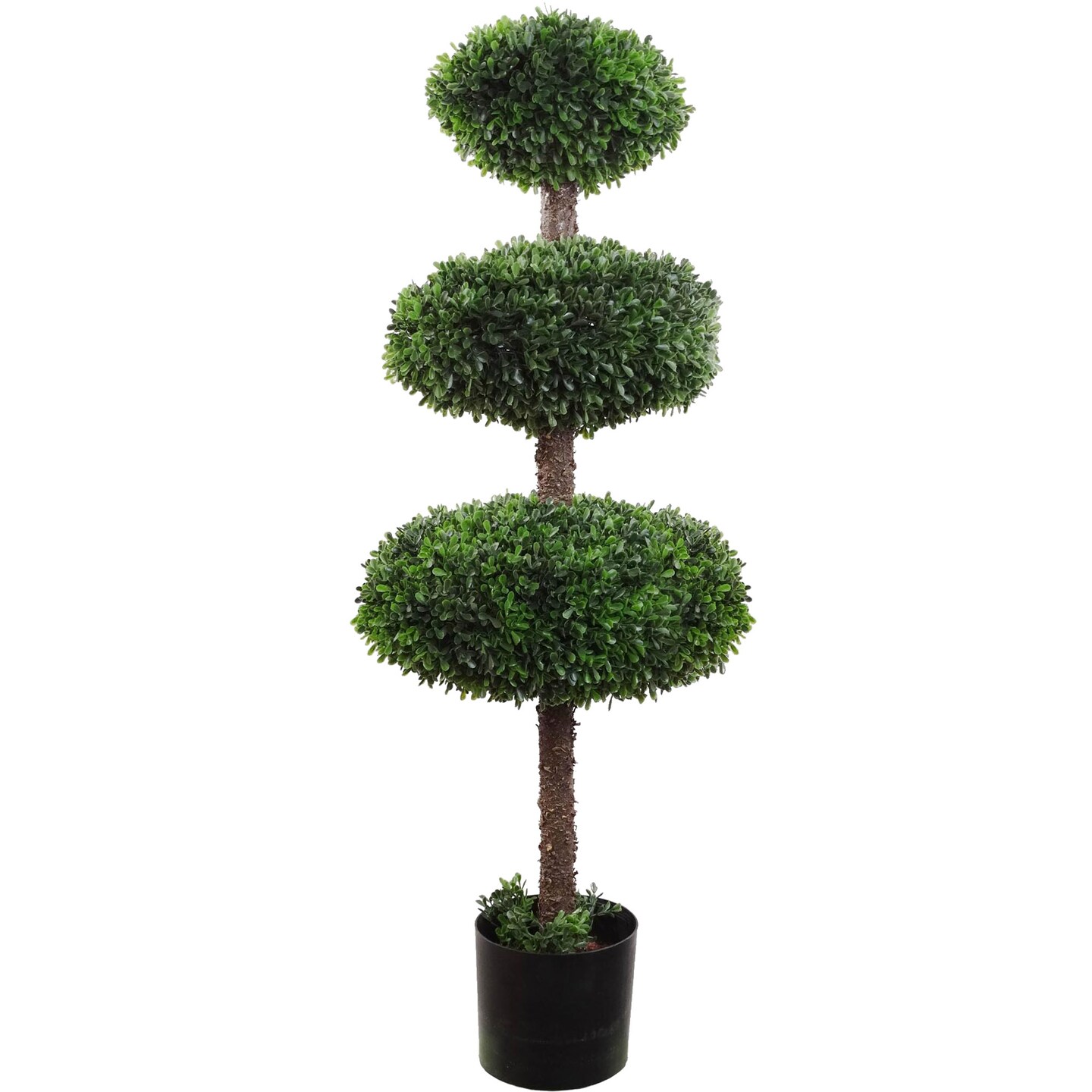 41" Triple Boxwood Topiary Tree in Black Pot, Floral Home by Artificial Flowers