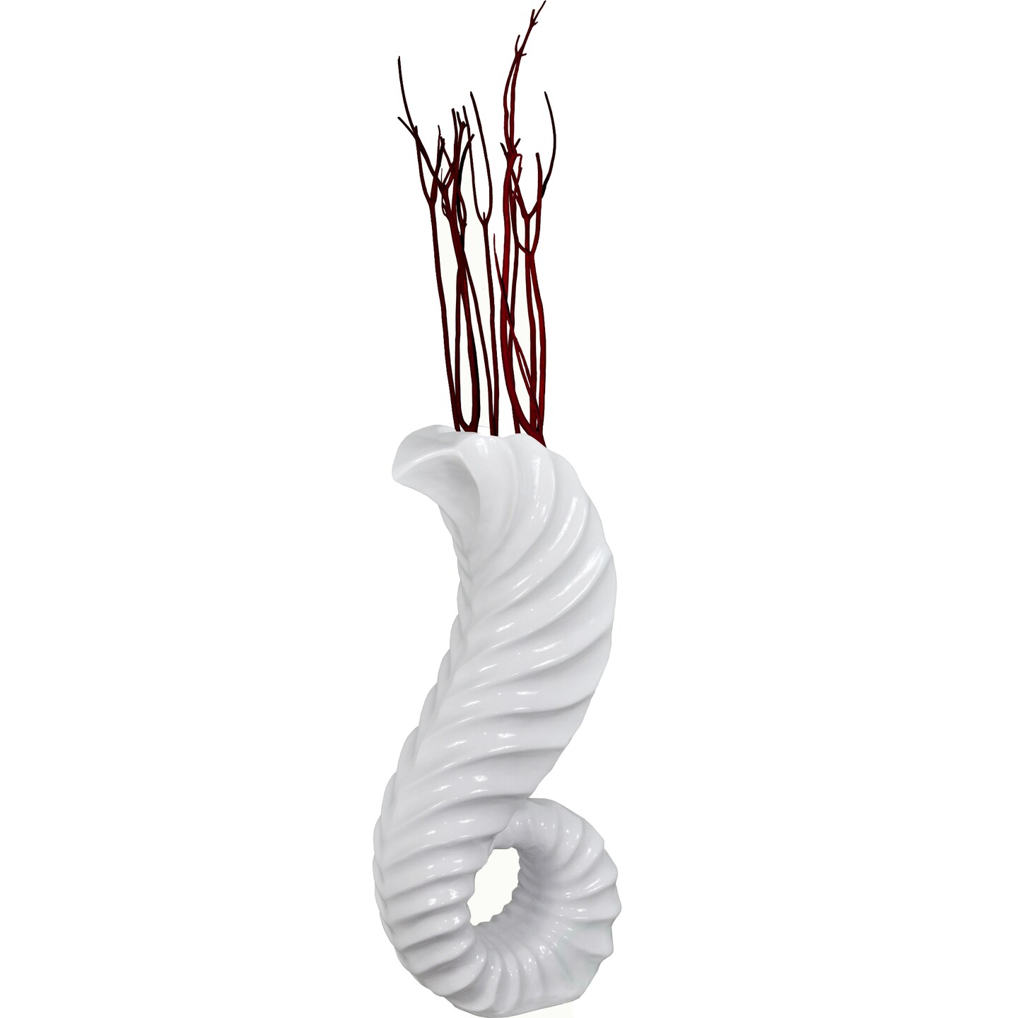 Tall Floor Vase for Home Decor, White Horn Floor Vase, 32-Inch-High Unique Decorative Vase Flower Holder, a great addition to your home Interior Decoration