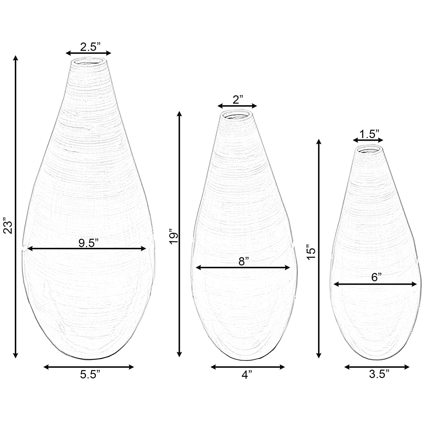 Contemporary Bamboo Floor Flower Vase Tear Drop Design for Dining, Living Room, Entryway Decoration Fill It with Dried Branches or Flowers, Green