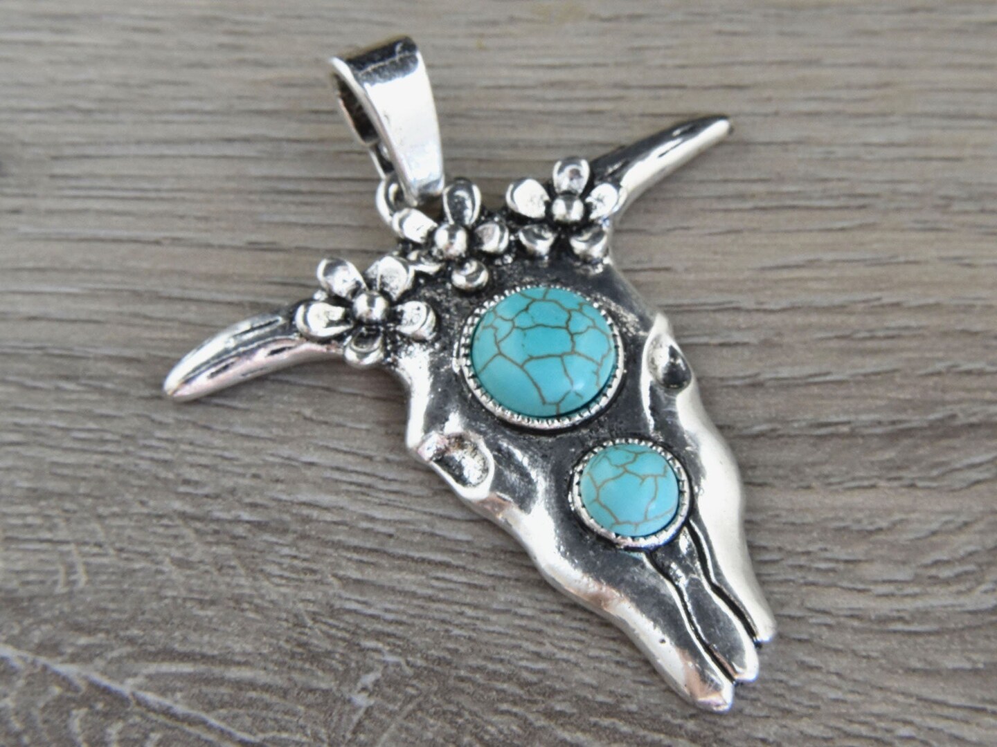 68x58mm Antique Silver Boho Cow Pendant