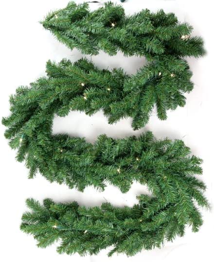 9ft Pre-Lit Northern Spruce Pine Garland | 240 Lifelike Tips & 50 Plug-In Lights | Indoor Use | Holiday Decor | Table & Mantel | Christmas Garlands | Home & Office Decor - 2024 Christmas Collection, Floral Home by Artificial Flowers