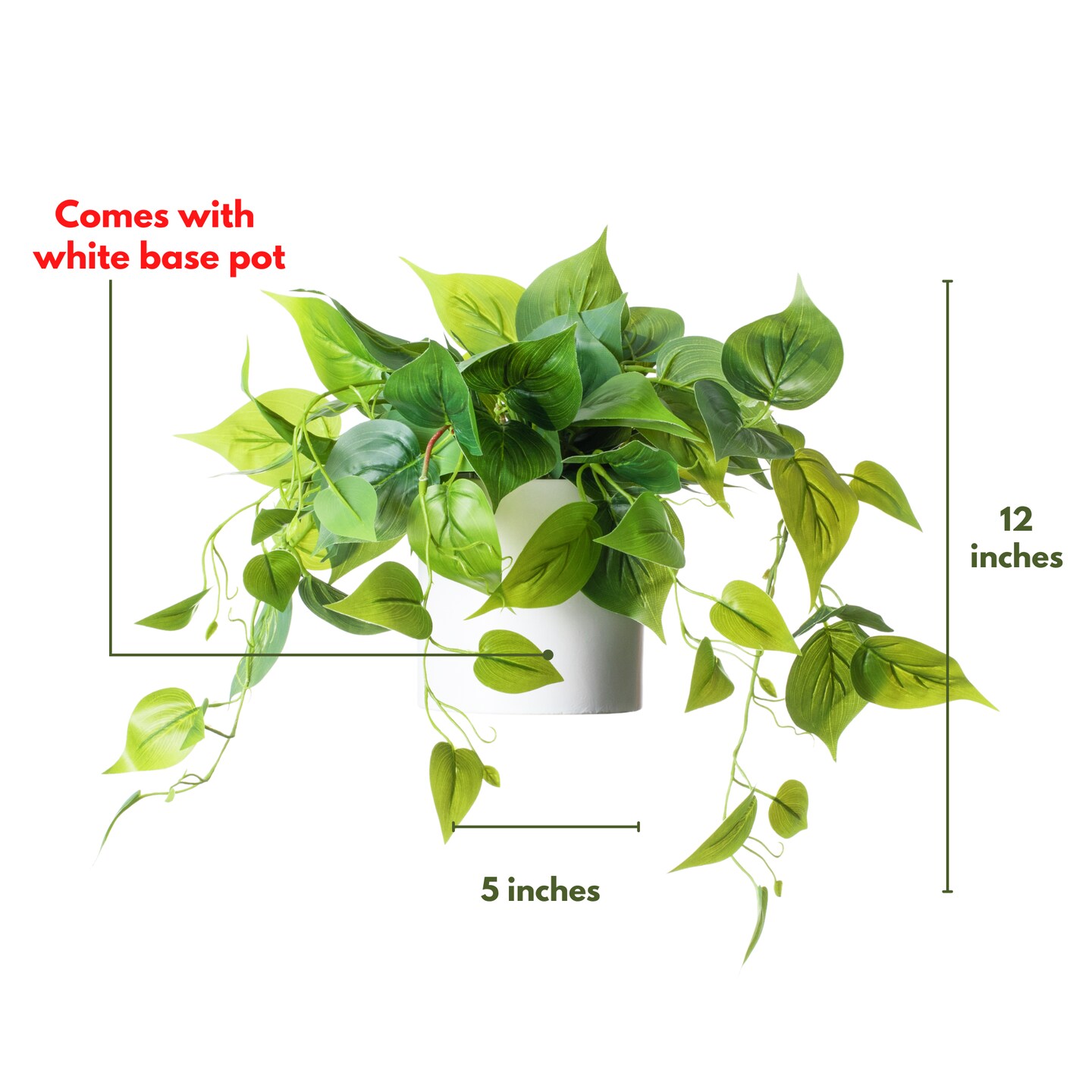 Faux Plants in White Ceramic Pot, Artificial Plants for Home Decor Indoor, Ivy Small Fake Plants - Fake Plants Decor, Green Plants Artificial D&#xE9;cor, Artificial Plant for Indoor and Outdoor