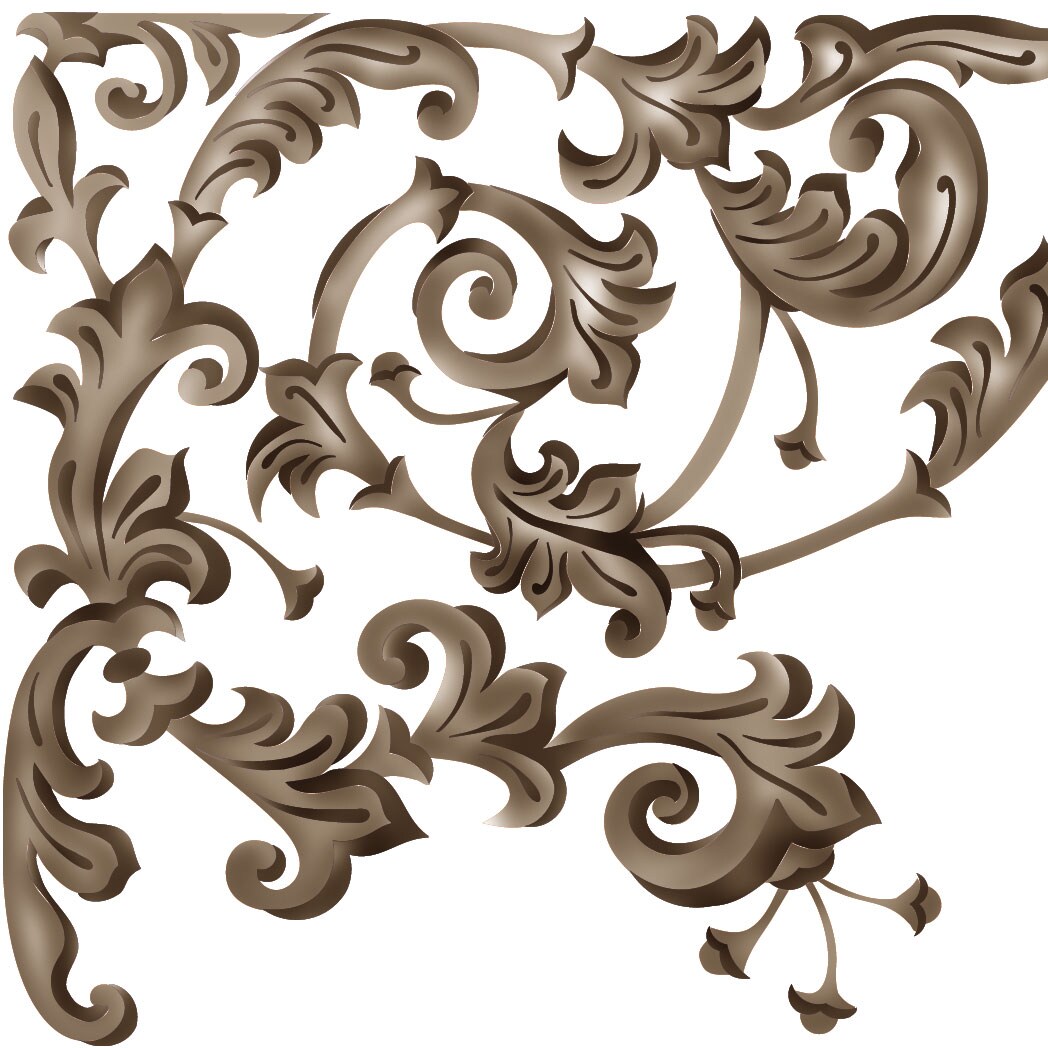 Scroll Corner and Wall Stencil | 2598 by Designer Stencils | Pattern Stencils | Reusable Stencils for Painting | Safe &#x26; Reusable Template for Wall Decor | Try This Stencil Instead of a Wallpaper | Easy to Use &#x26; Clean Art Stencil Pattern