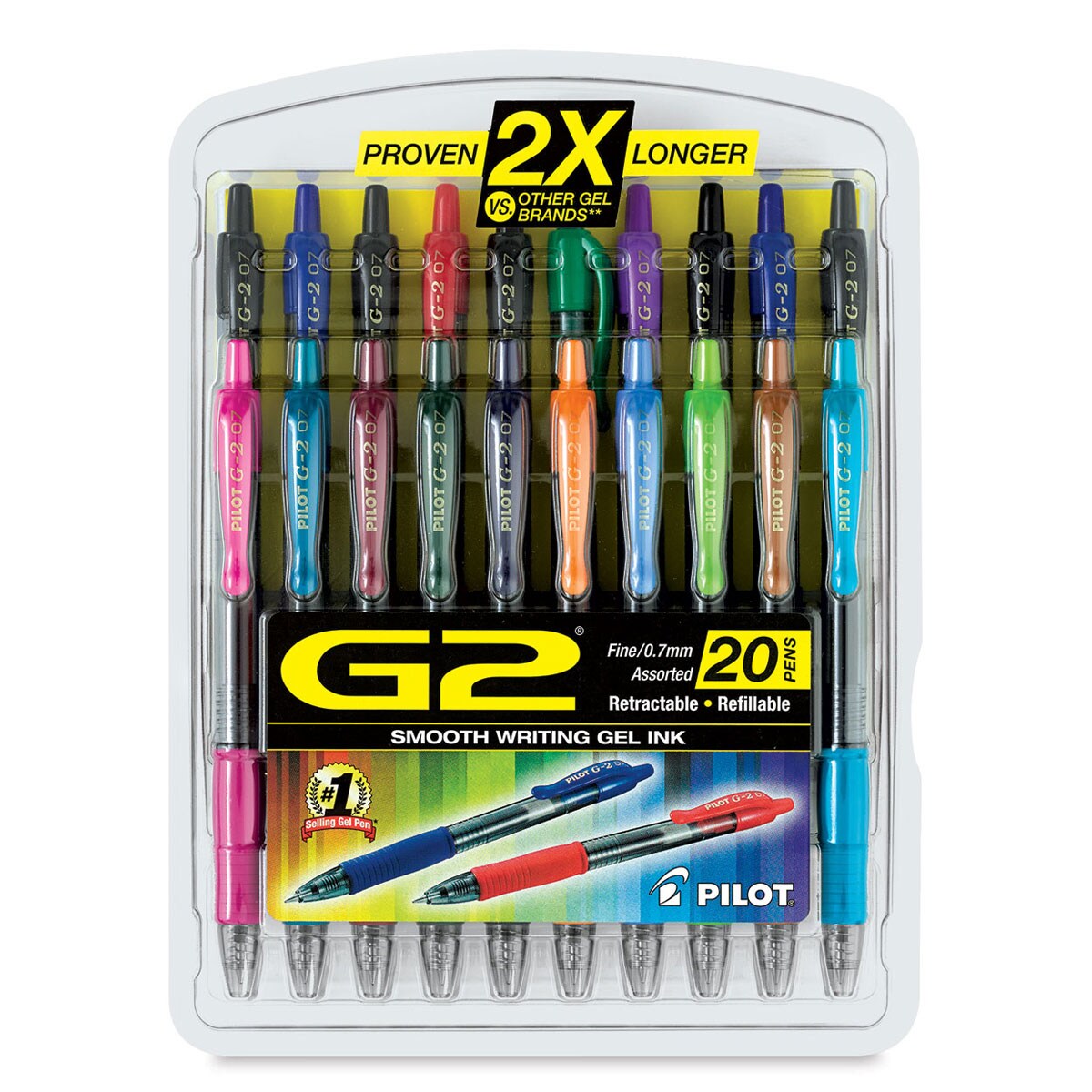 Pilot G2 Gel Pen Set - Assorted Colors, 0.7mm, Wallet Set of 20
