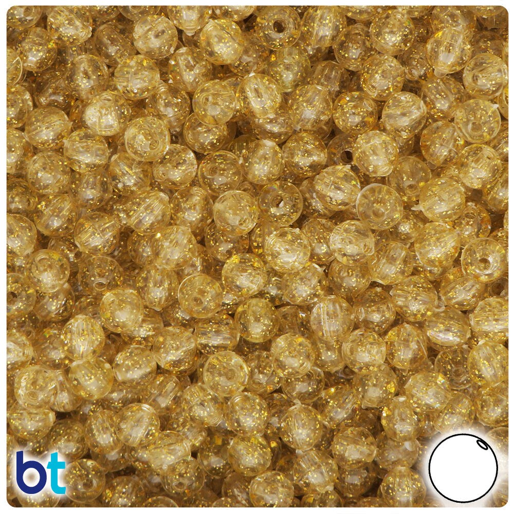 BeadTin Gold Sparkle 6mm Round Plastic Craft Beads (500pcs) Michaels