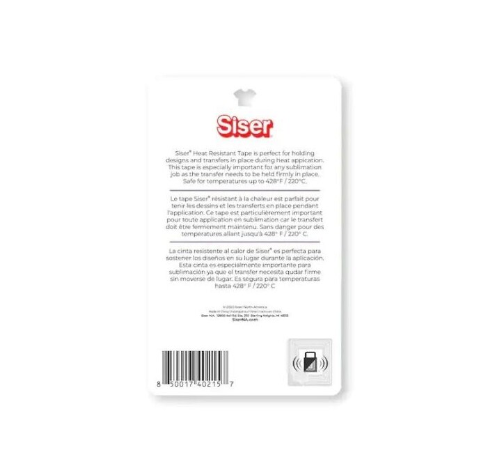 Siser Heat Resistant Tape Size: 0.78” x 21.86yd. (2cm x 20m) Cinta Termica para Sublimacion