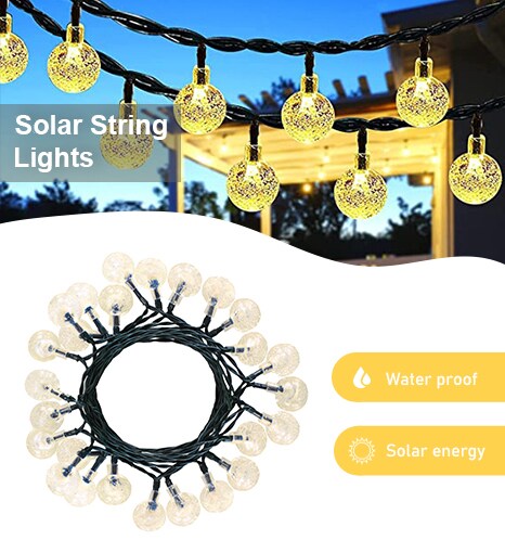 Perfect Holiday 30 LED Solar Bulb String Lights