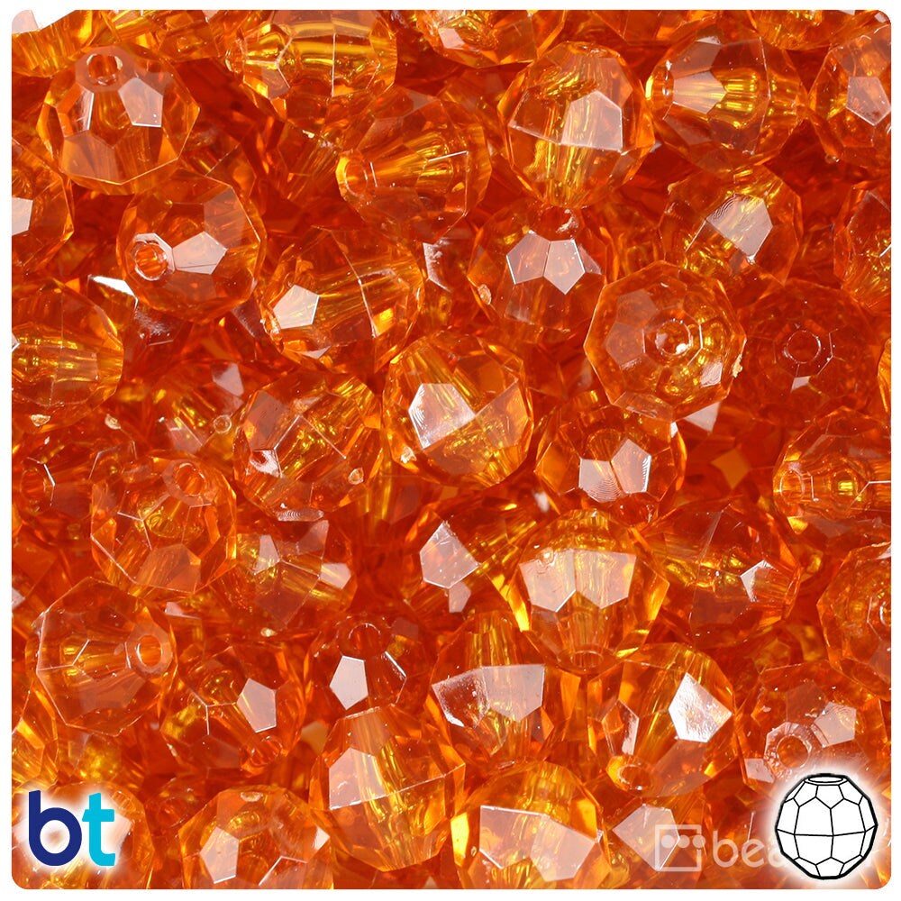 BeadTin Topaz Transparent 12mm Faceted Round Plastic Craft Beads (180pcs)