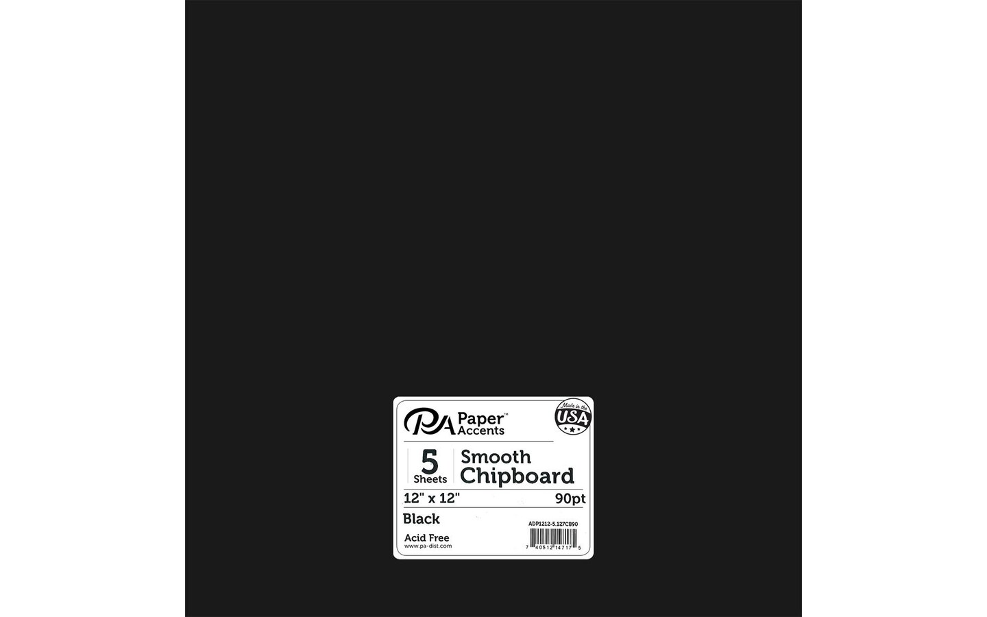 Chipboard 12x12 2X Heavy 90pt Black 5pc